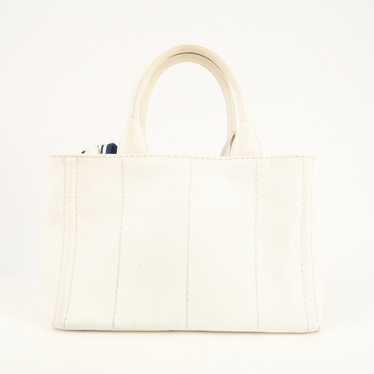 PRADA Canapa Mini Canvas 2Way Tote Bag Hand Bag White 1BG439