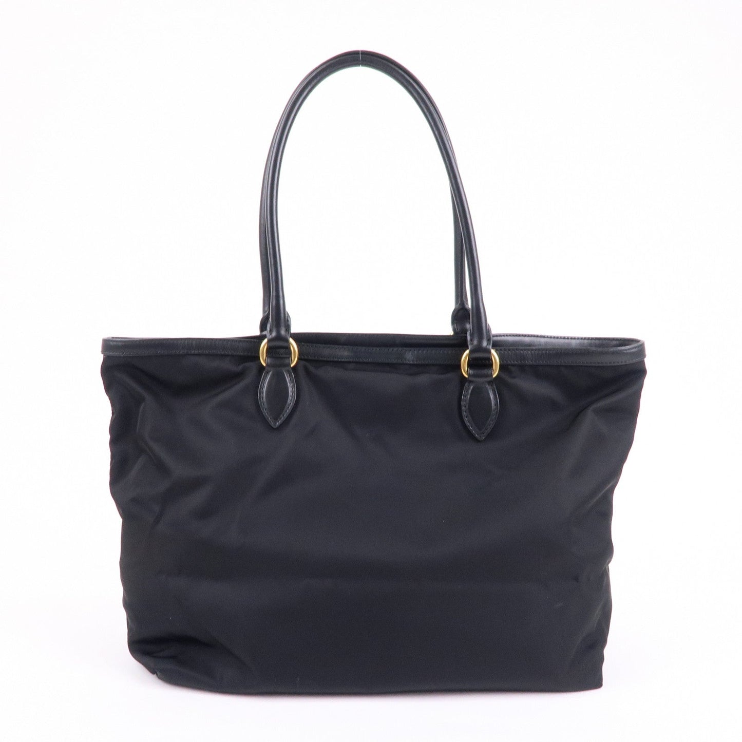 PRADA Nylon Leather Tote Bag Shoulder Bag Black 1BG158