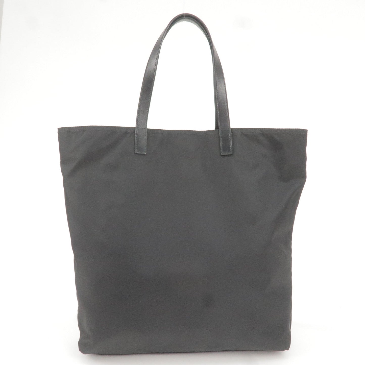 PRADA Logo Nylon Leather Tote Bag Black BR4263