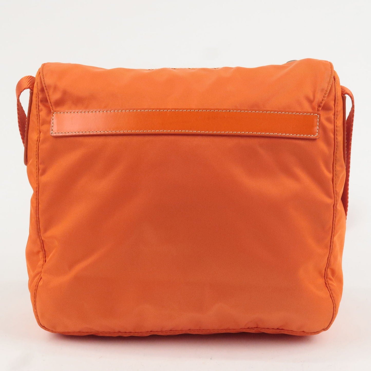 PRADA Logo Nylon Leather Shoulder Bag Orange B8994