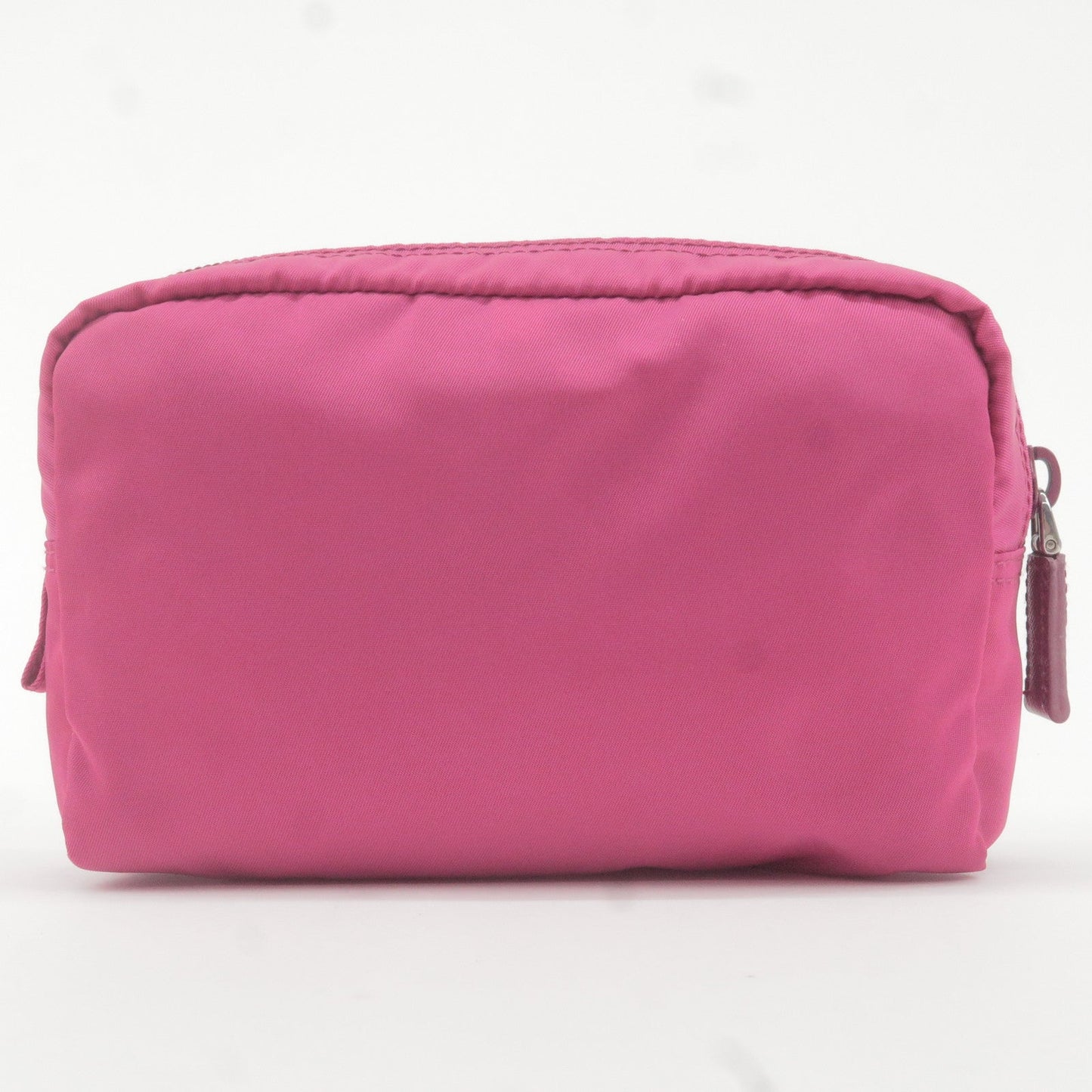 PRADA Logo Nylon Leather Pouch Cosmetic Bag Pink 1N0021