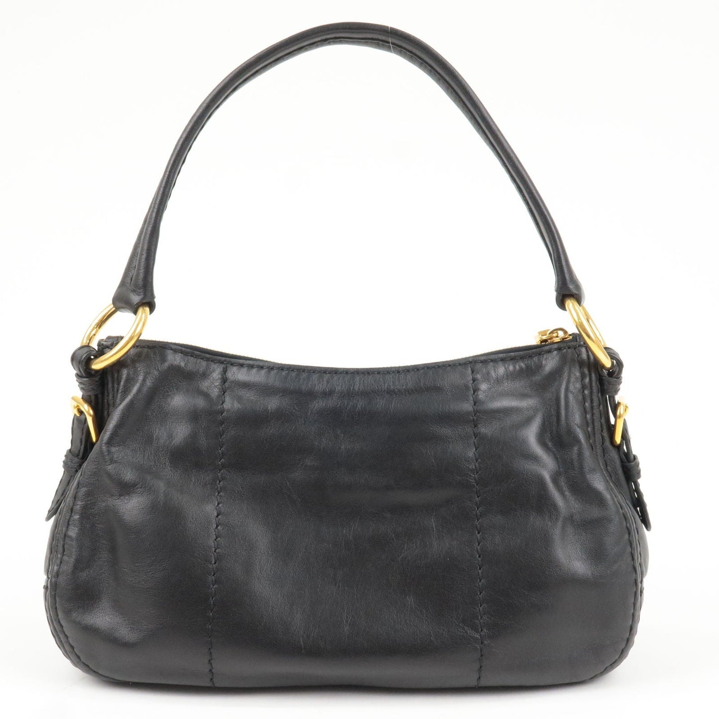 PRADA Soft Calf Leather Shoulder Bag Black BR4690