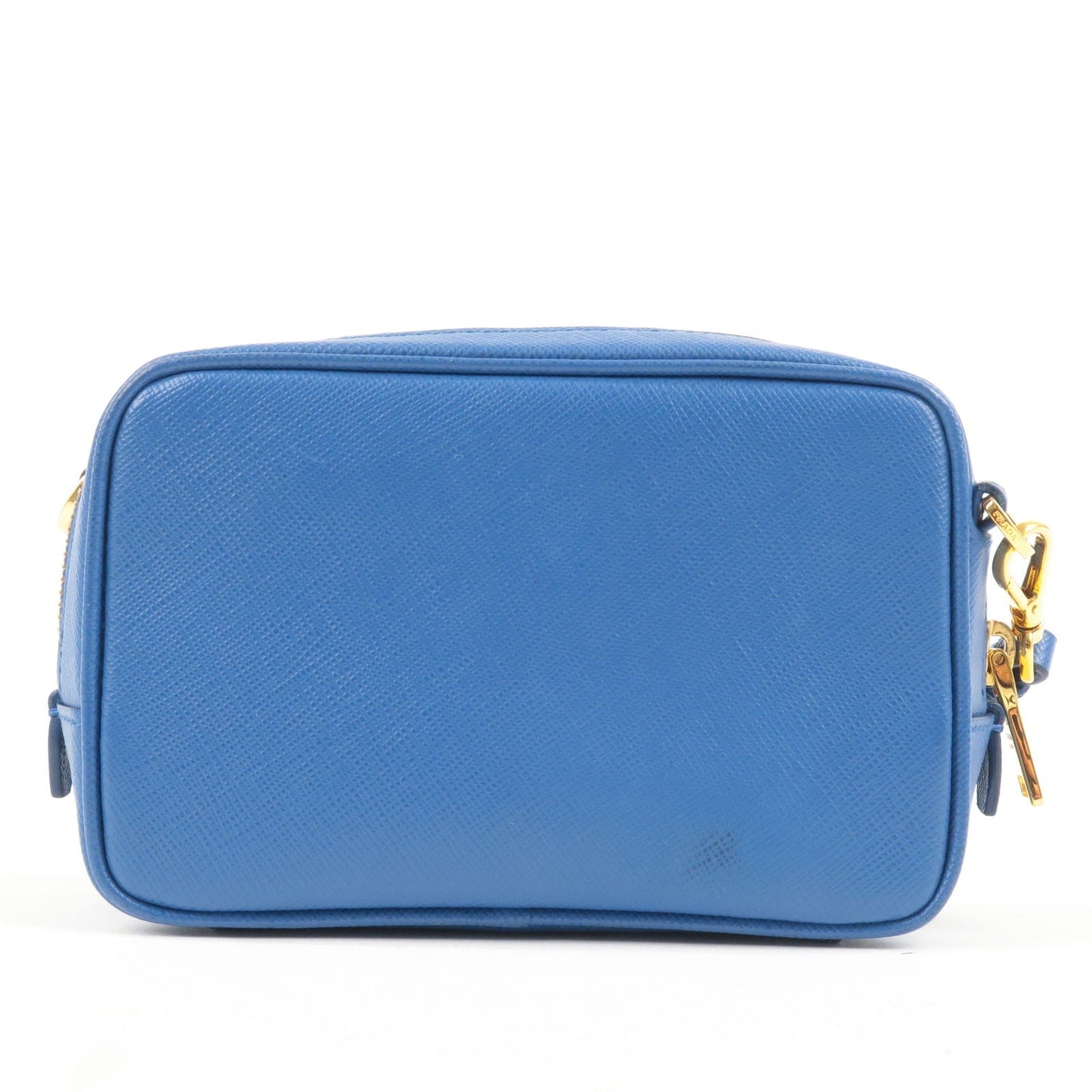 PRADA Logo Leather Shoulder Bag Mini Bag Blue 1N1674