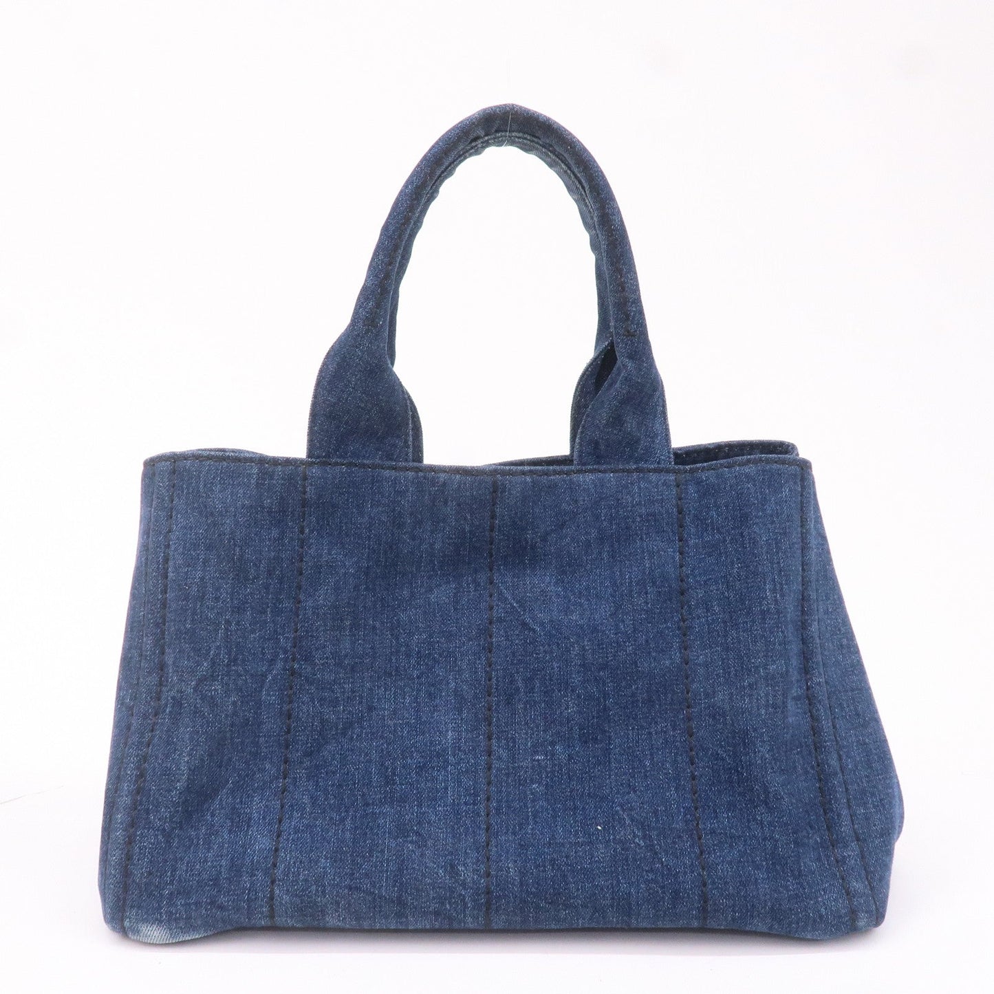 PRADA Canapa Denim Logo Hand Bag Tote Bag Blue B1877B