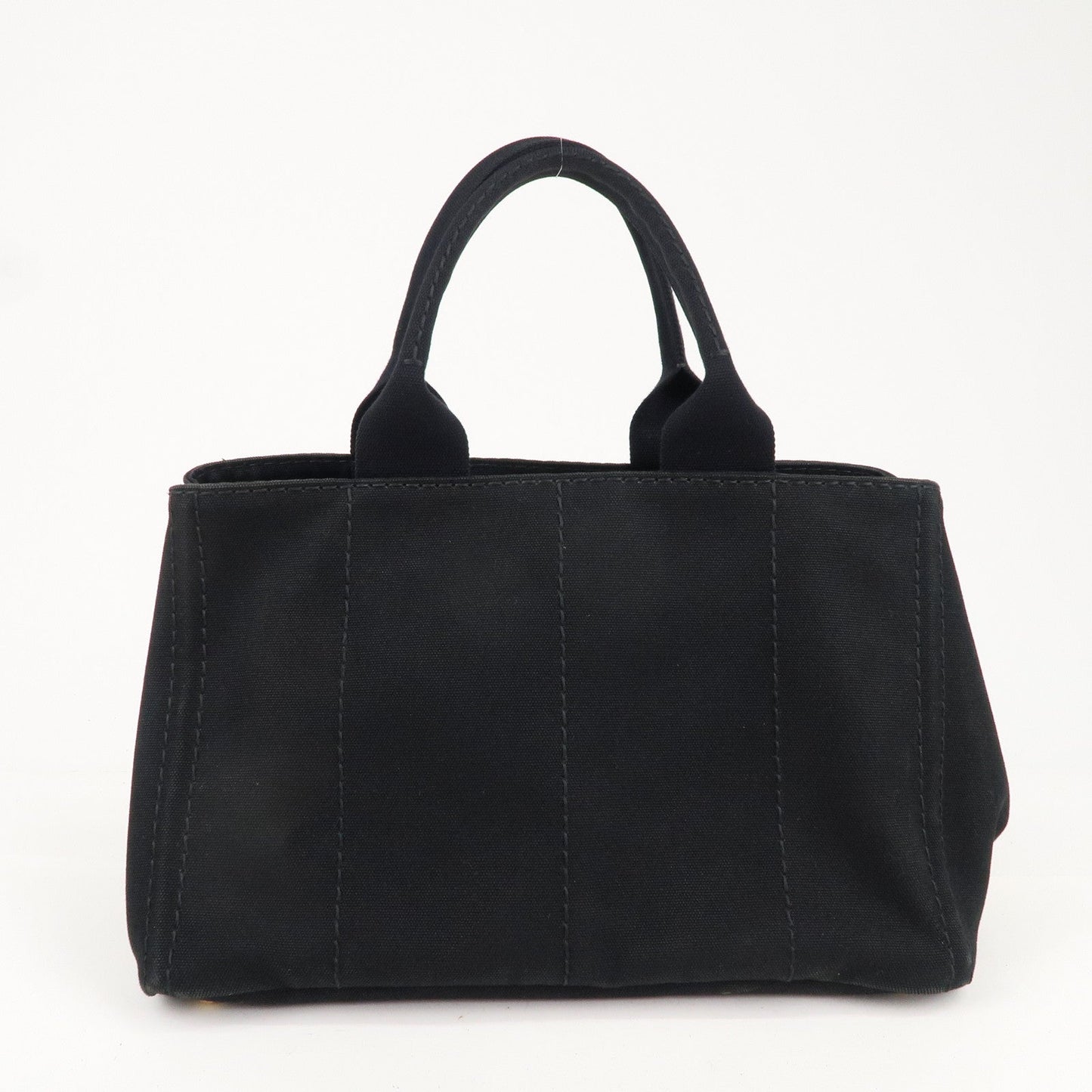 PRADA Canapa Canvas Tote Bag Hand Bag Black BN1877