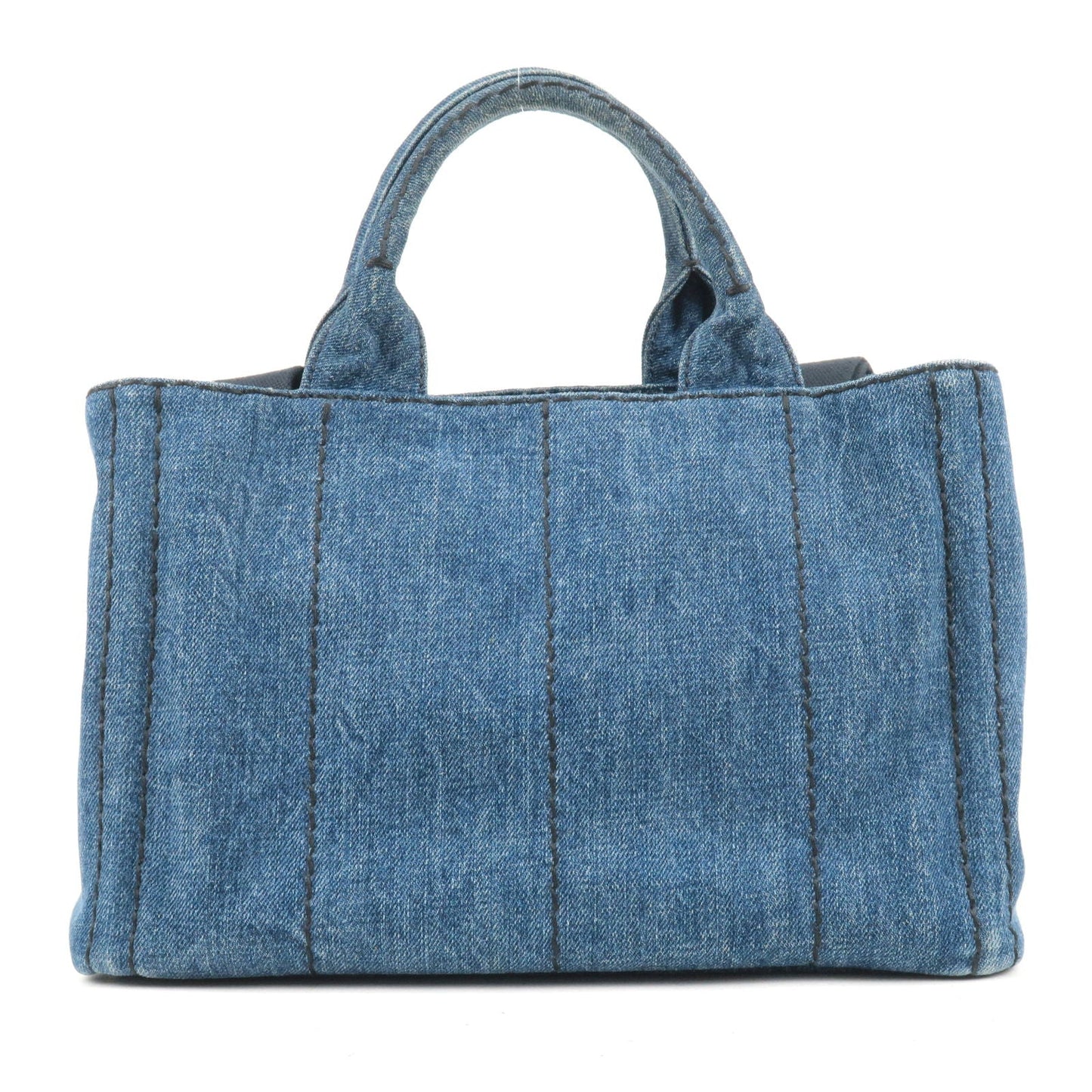 PRADA Logo Canapa Mini Denim Shoulder Bag Hand Bag Blue B2439G