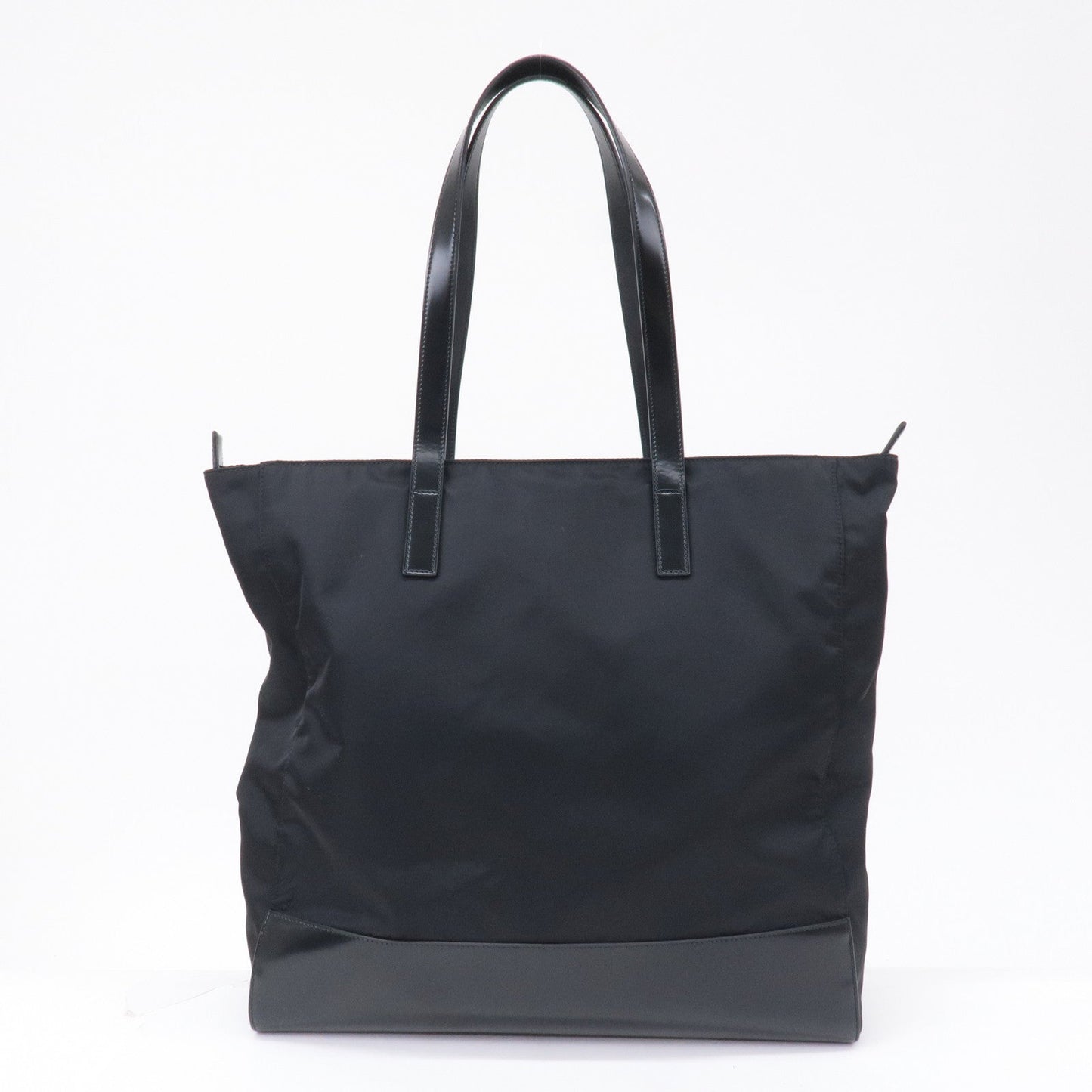 PRADA Logo Nylon Leather Tote Bag Shoulder Bag Black