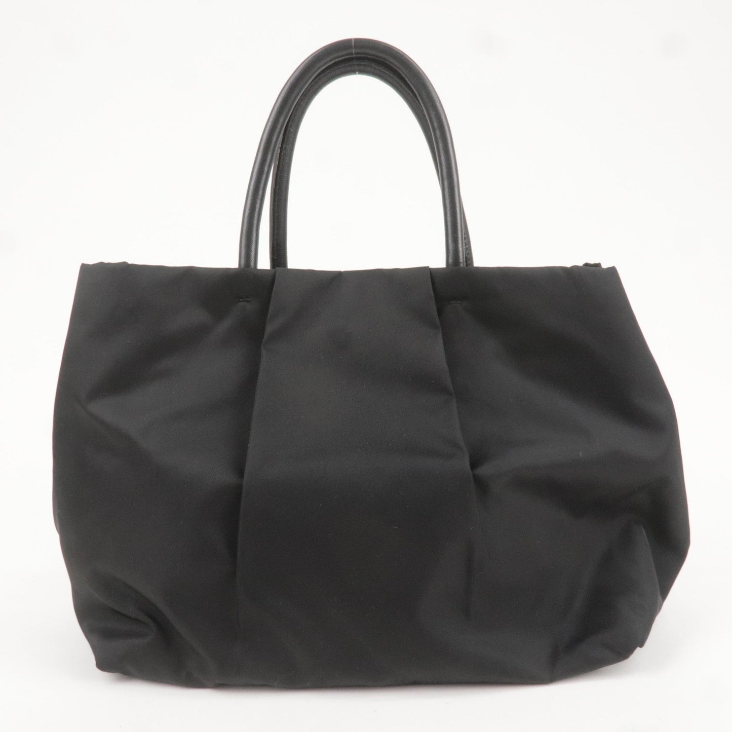 PRADA Logo Nylon Leather Ribbon Tote Bag Black NERO BN1601