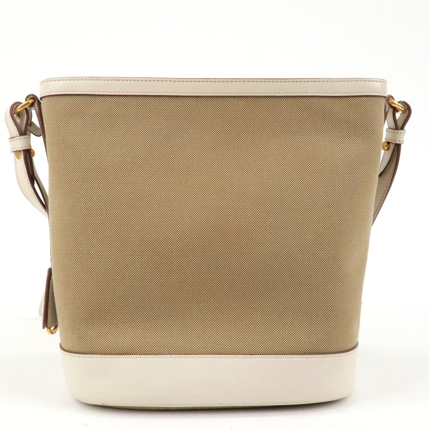 PRADA Logo Jacquard Leather Shoulder Bag Beige Ivory 1BE021