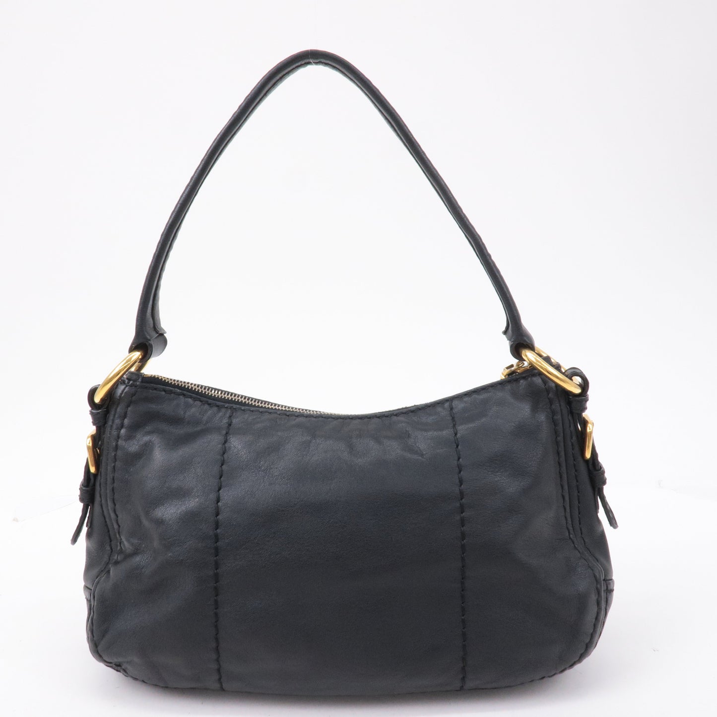 PRADA Soft Calf Leather Shoulder Bag Black BR4690