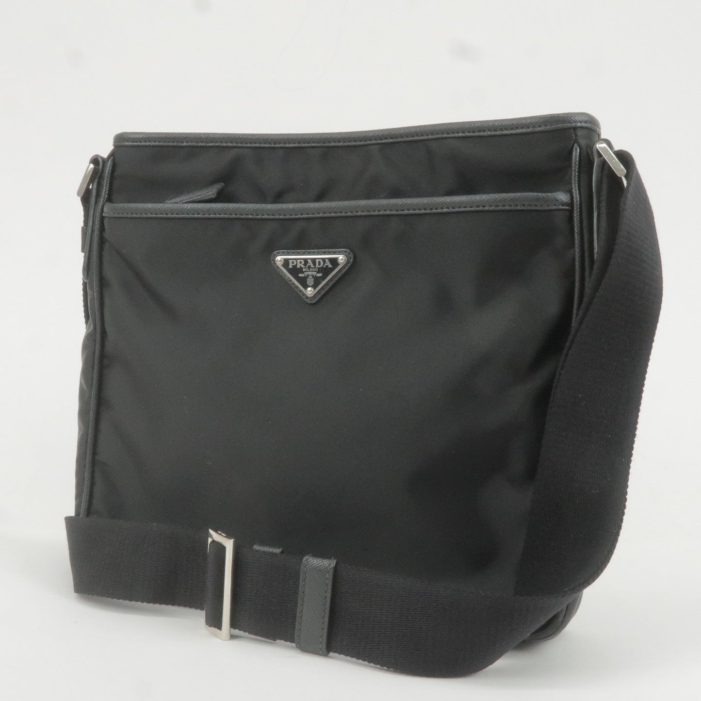 PRADA Nylon Leather Shoulder Bag NERO Black 2VH797