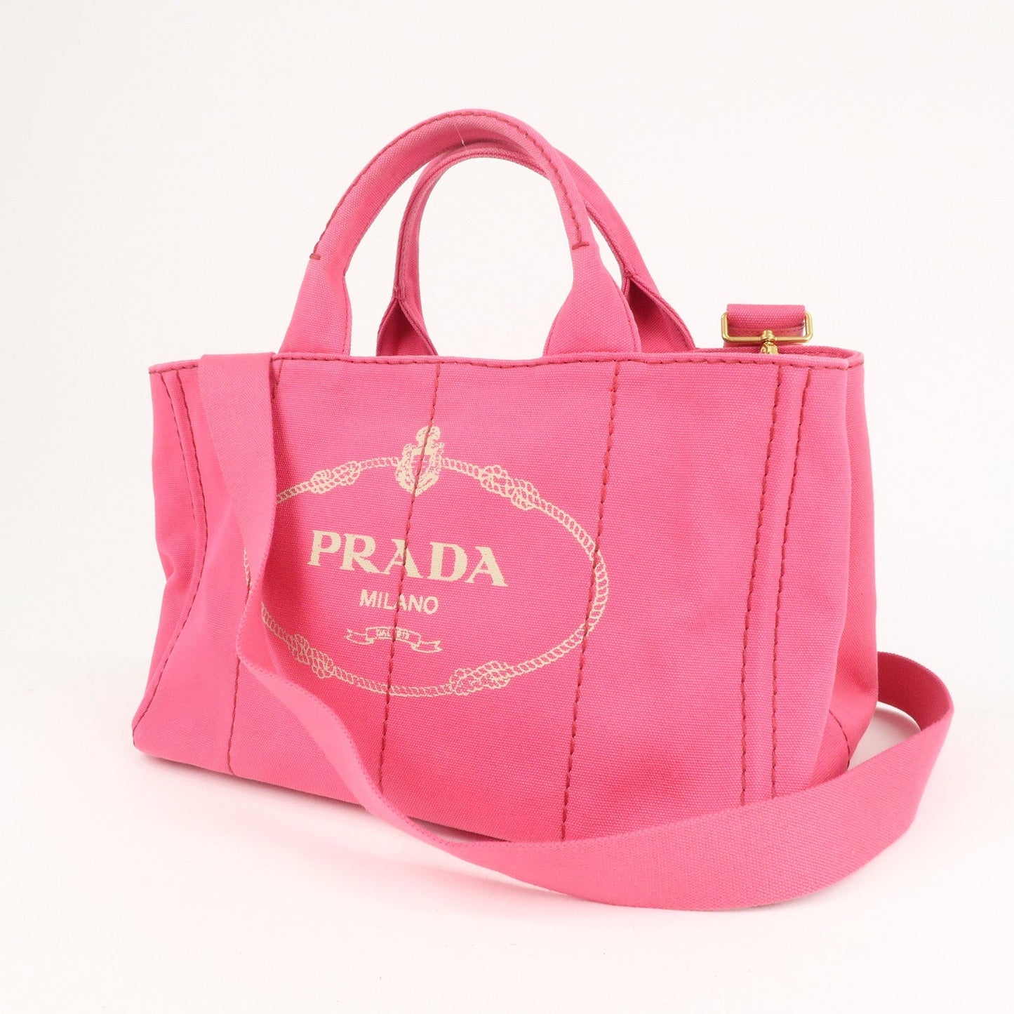 PRADA Canapa Canvas 2Way Bag Hand Bag Shoulder Bag Pink 1BG642