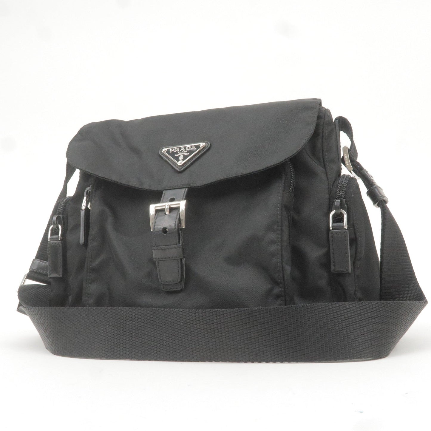 PRADA Logo Nylon Leather Shoulder Bag NERO Black BT0501