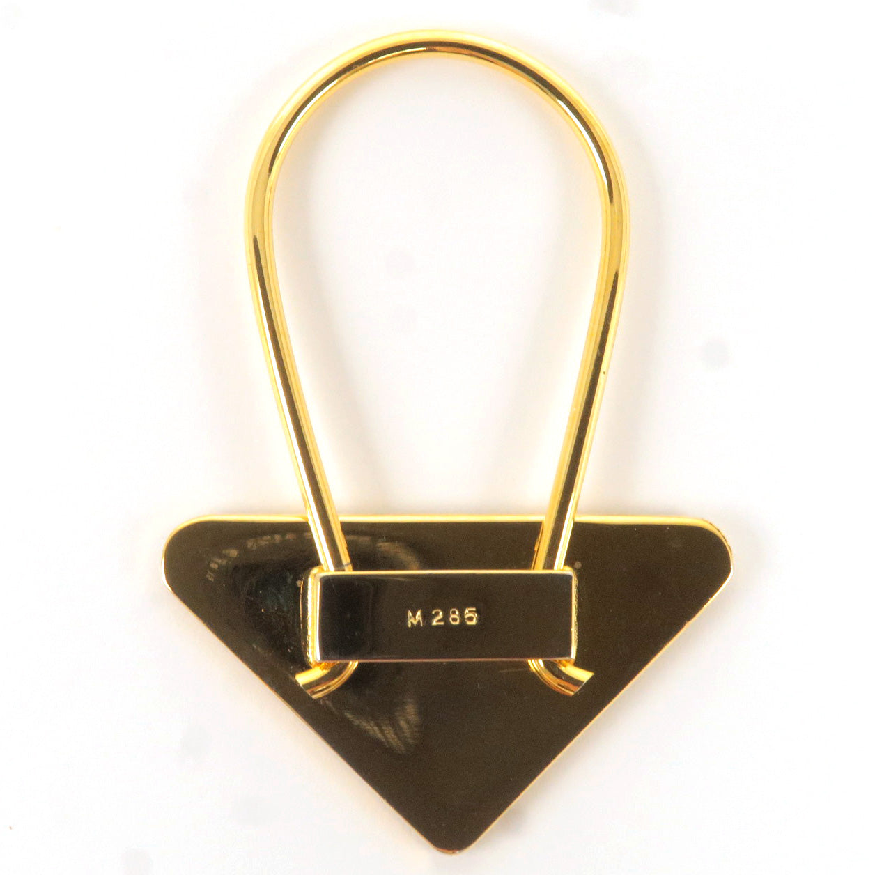 PRADA Metal Triangle Logo Key Chain Bag Charm M285 Black Gold