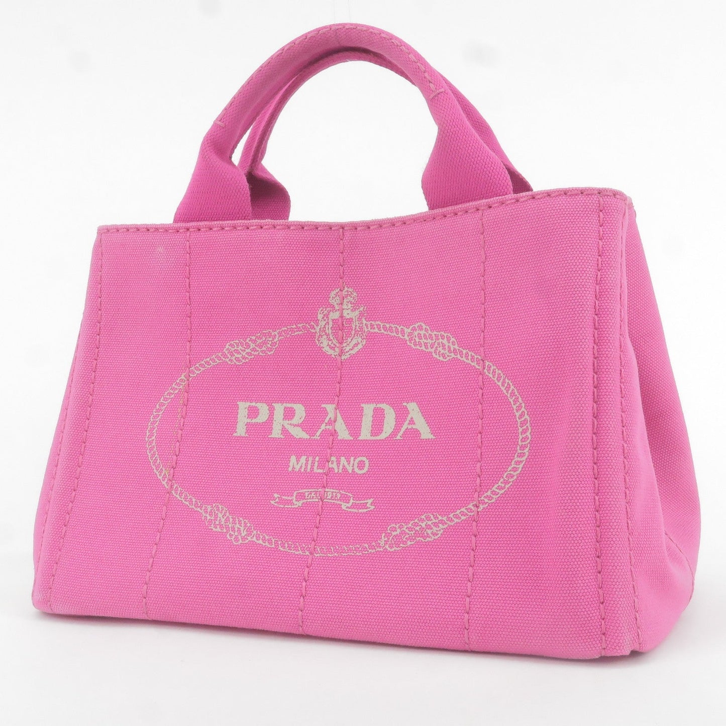 PRADA Canapa Mini Canvas Tote Bag Pink BN2439