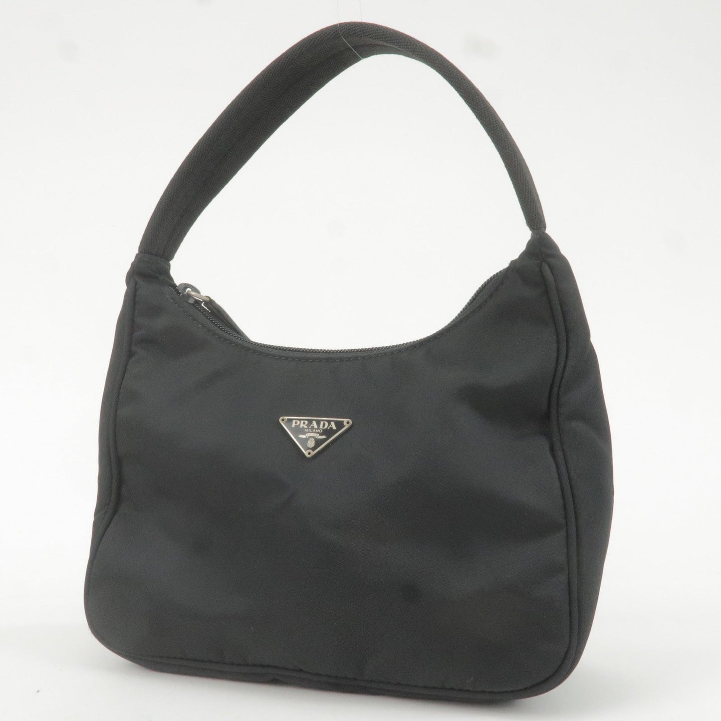 PRADA Logo Nylon Pouch Hand Bag Purse NERO Black