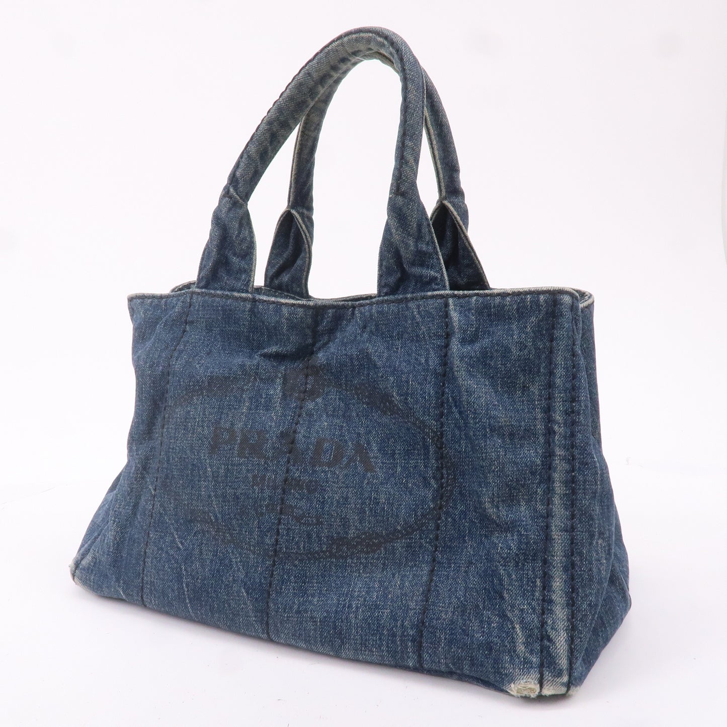 PRADA Canapa Denim Hand Bag Tote Bag Denim Blue B1877B