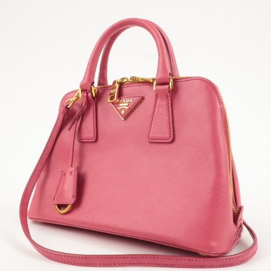 PRADA Logo Leather 2Way Hand Bag Shoulder Bag Pink BL0838