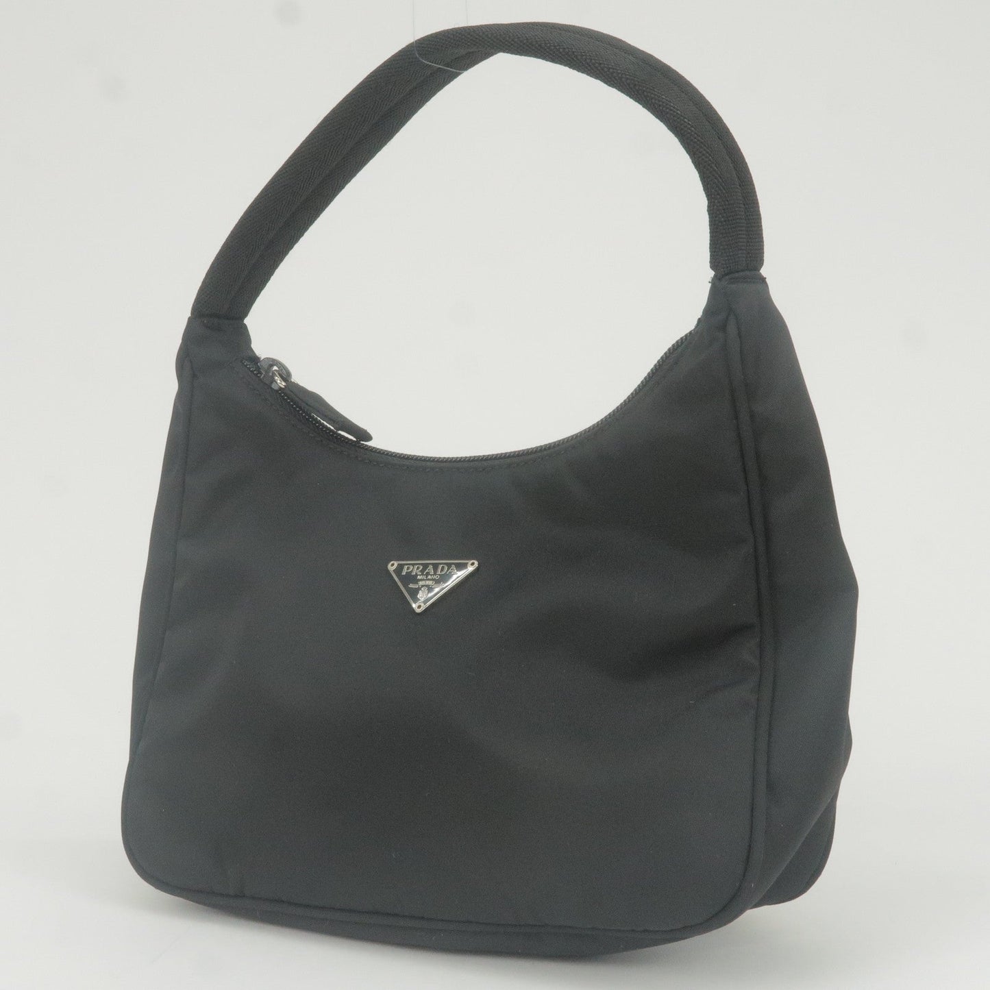 PRADA Logo Nylon Pouch Mini Hand Bag Purse NERO Black MV519