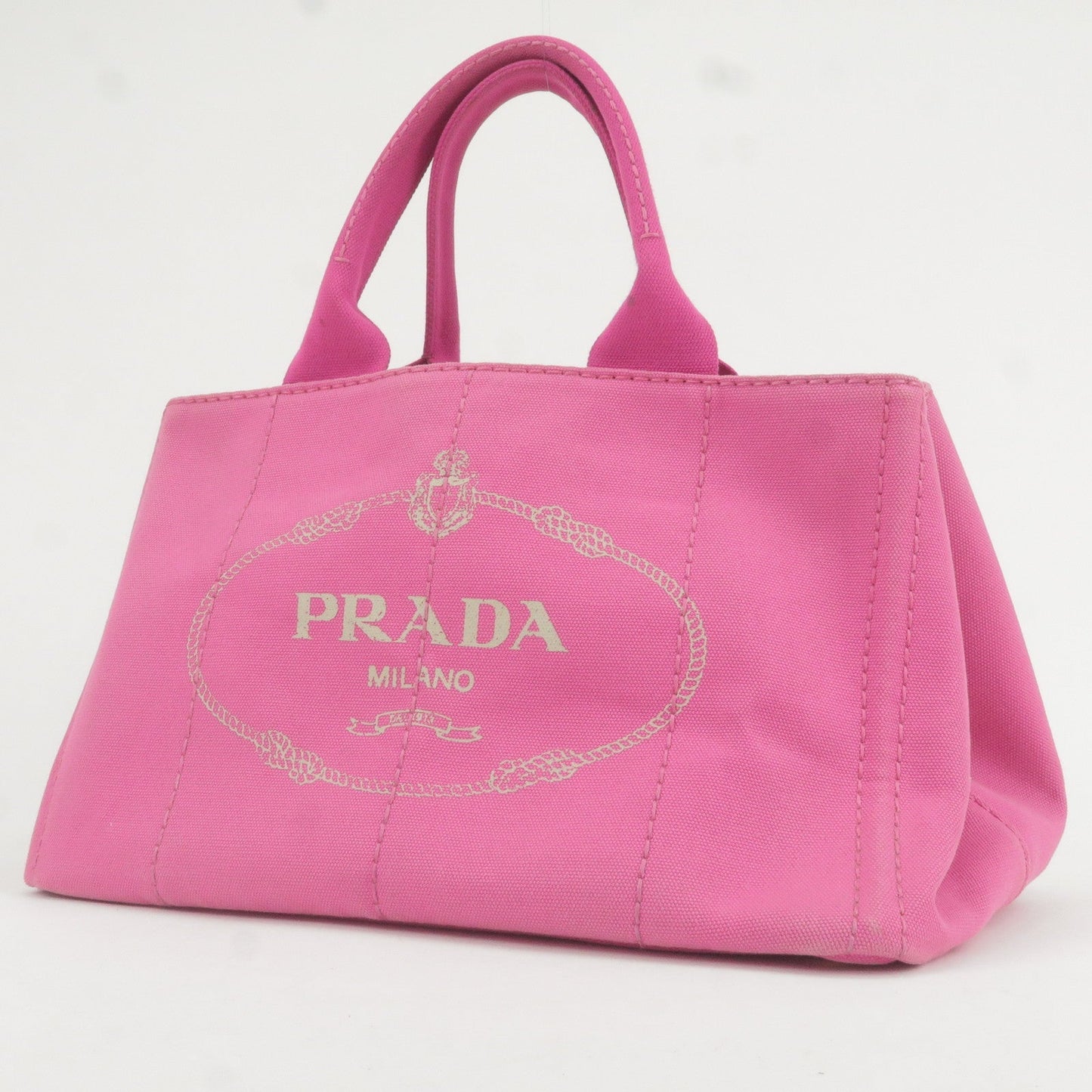 PRADA Canapa Canvas Tote Bag Hand Bag Pink BN1877