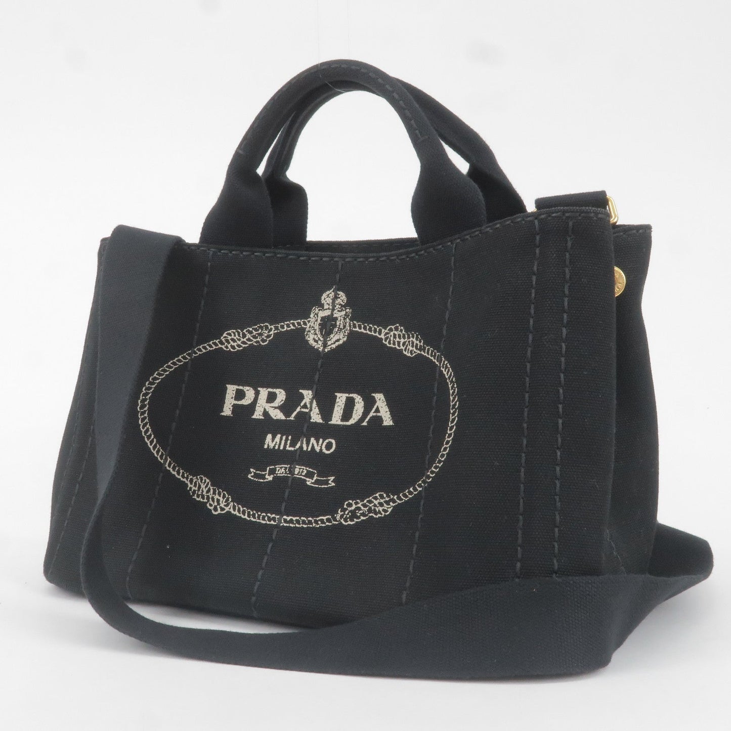 PRADA Canapa Mini Canvas 2Way Bag Shoulder Bag Black B2439G