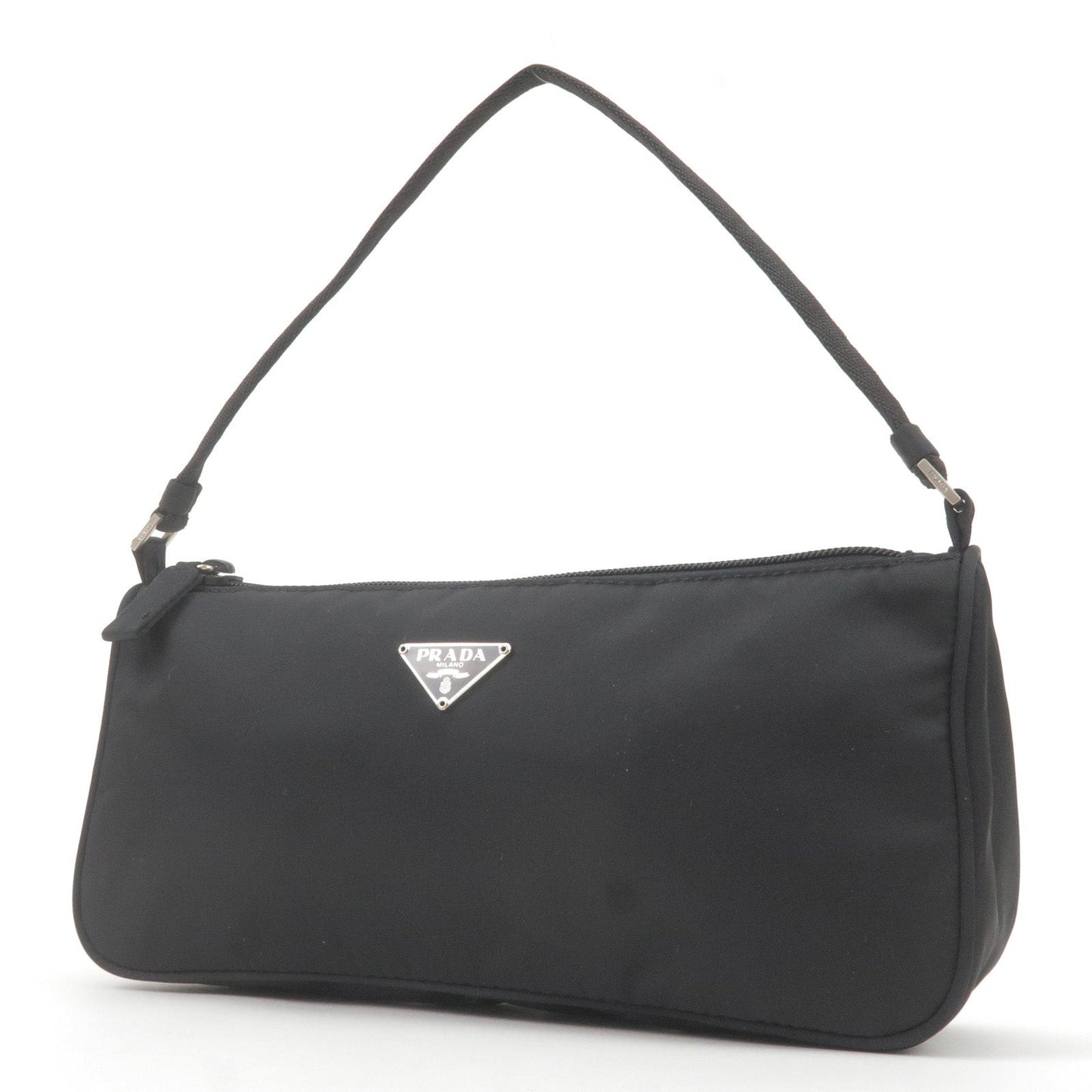 PRADA Logo Nylon Pouch Hand Bag NERO Black MV633