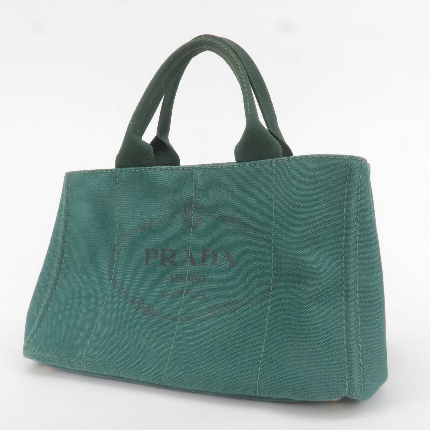 PRADA Canapa Canvas Tote Bag Green BN2642