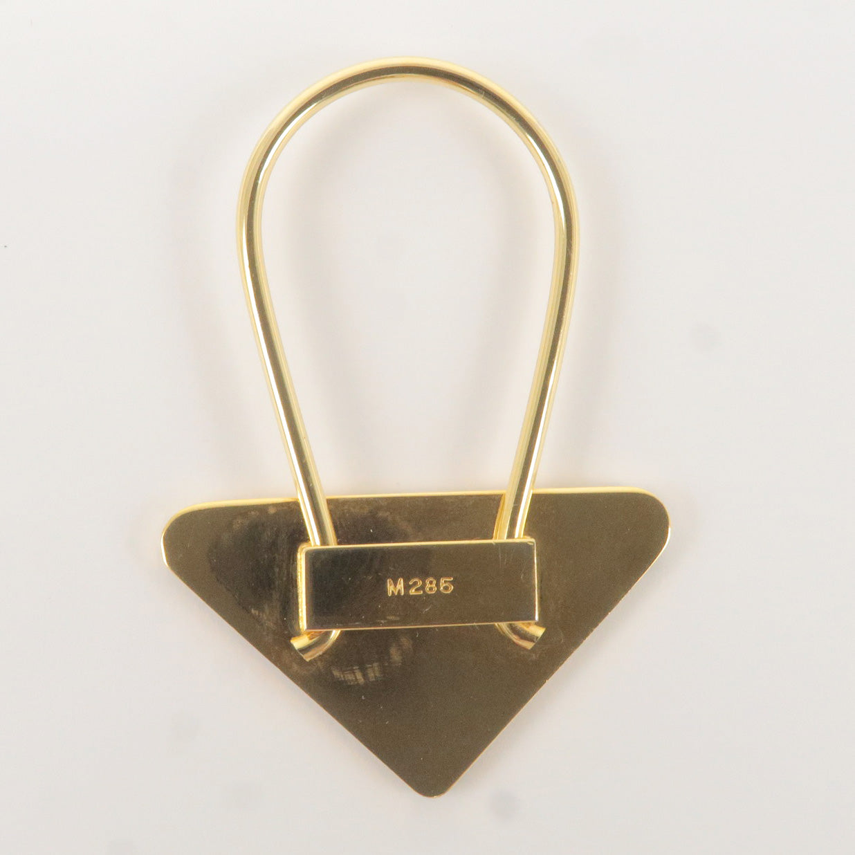 PRADA Metal Triangle Logo Key Chain Bag Charm M285 Brown Gold