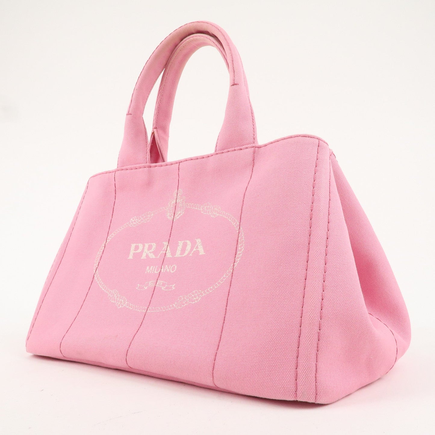 PRADA Logo Canvas Canapa Tote Bag Shoulder Bag Pink