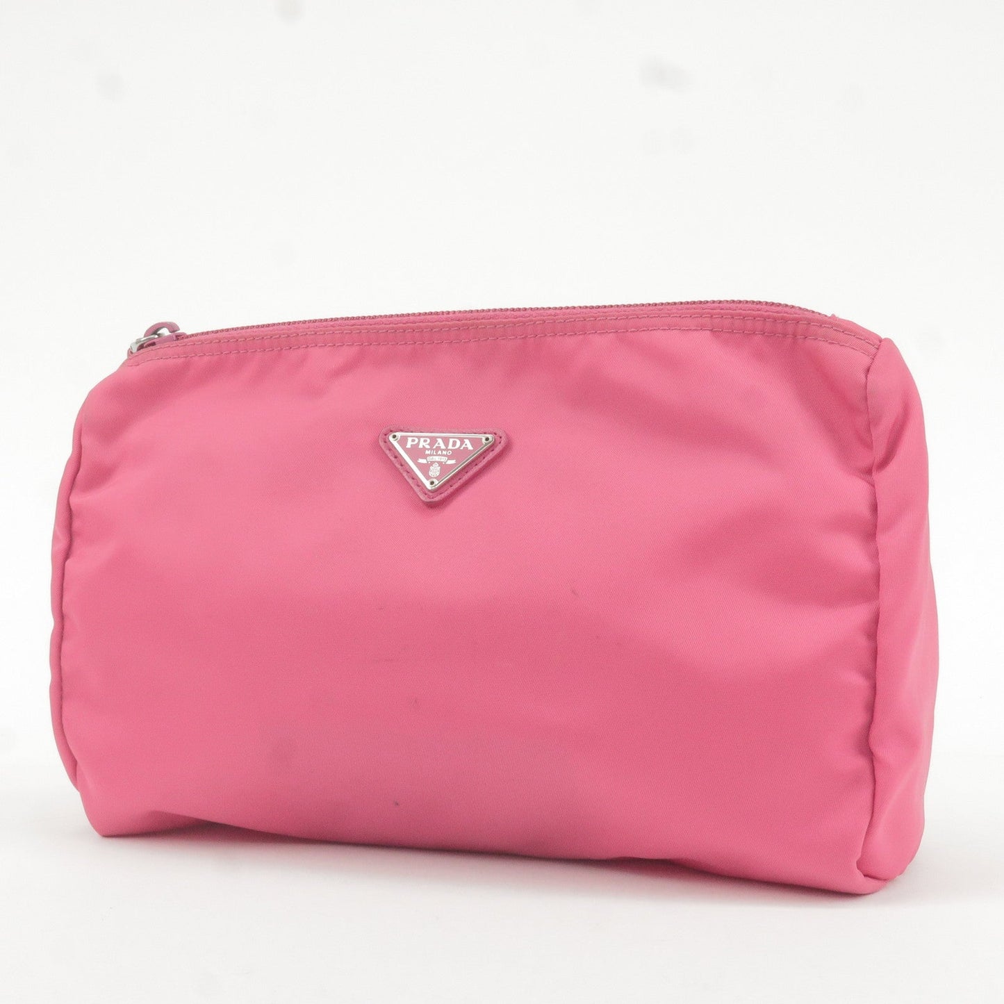 PRADA Nylon Leather Cosmetic Pouch Clutch Bag Pink 1N0012