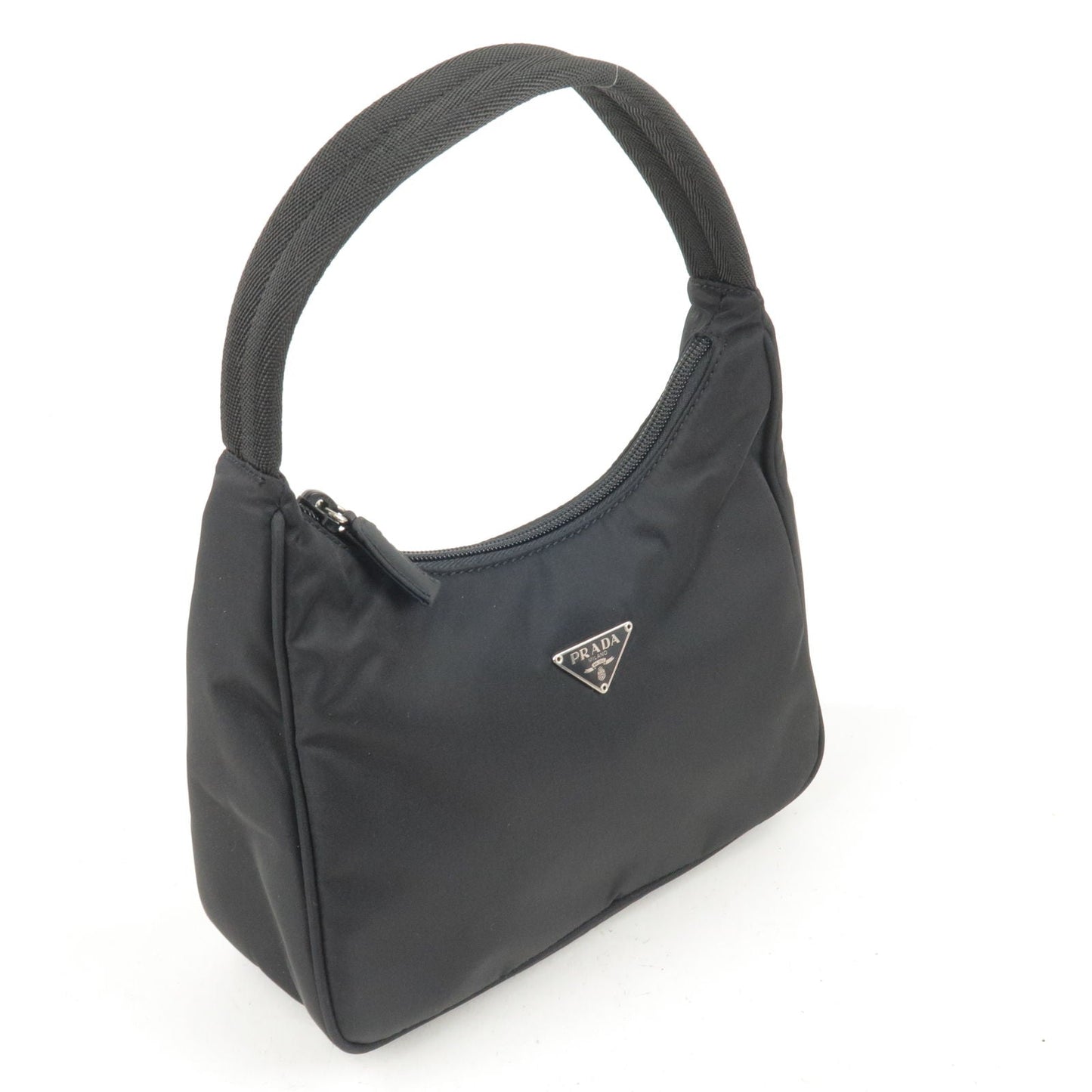 PRADA Logo Nylon Hand Bag Mini Bag NERO Black MV519