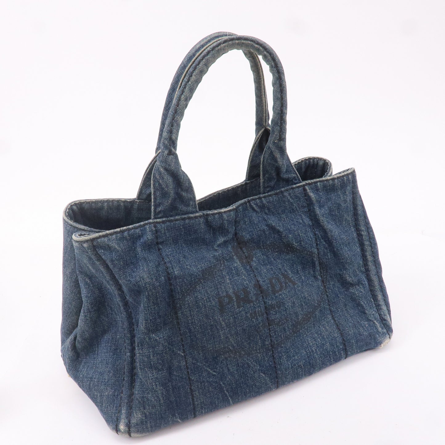 PRADA Canapa Denim Hand Bag Tote Bag Denim Blue B1877B