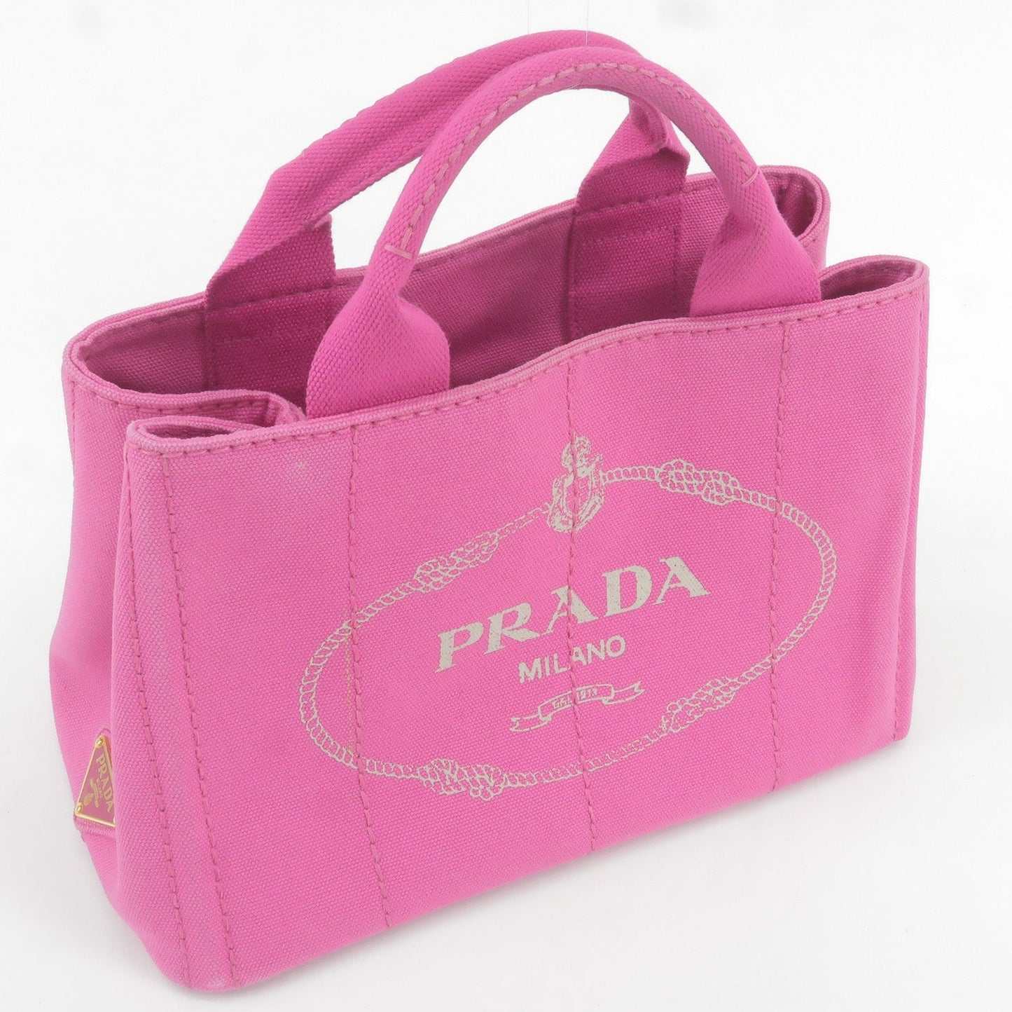 PRADA Canapa Mini Canvas Tote Bag Pink BN2439