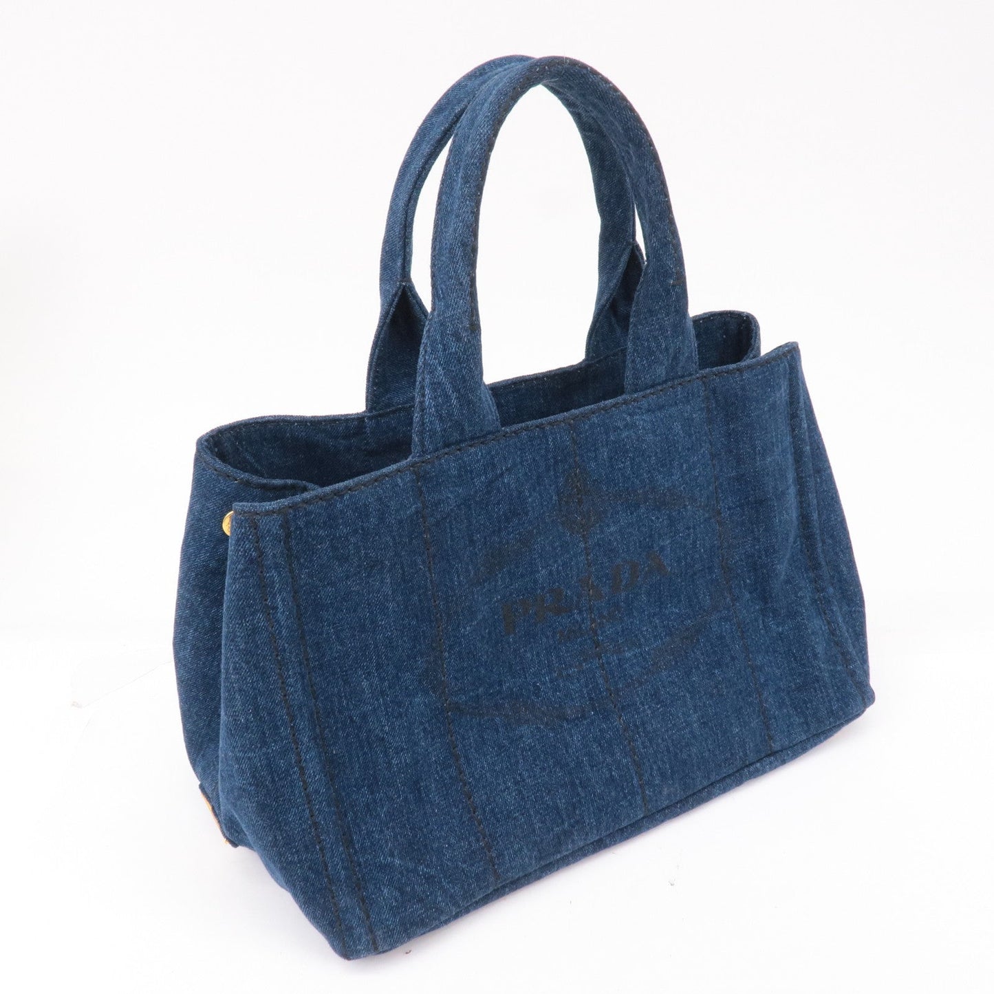 PRADA Canapa Denim Tote Bag Hand Bag Denim Blue B1877B