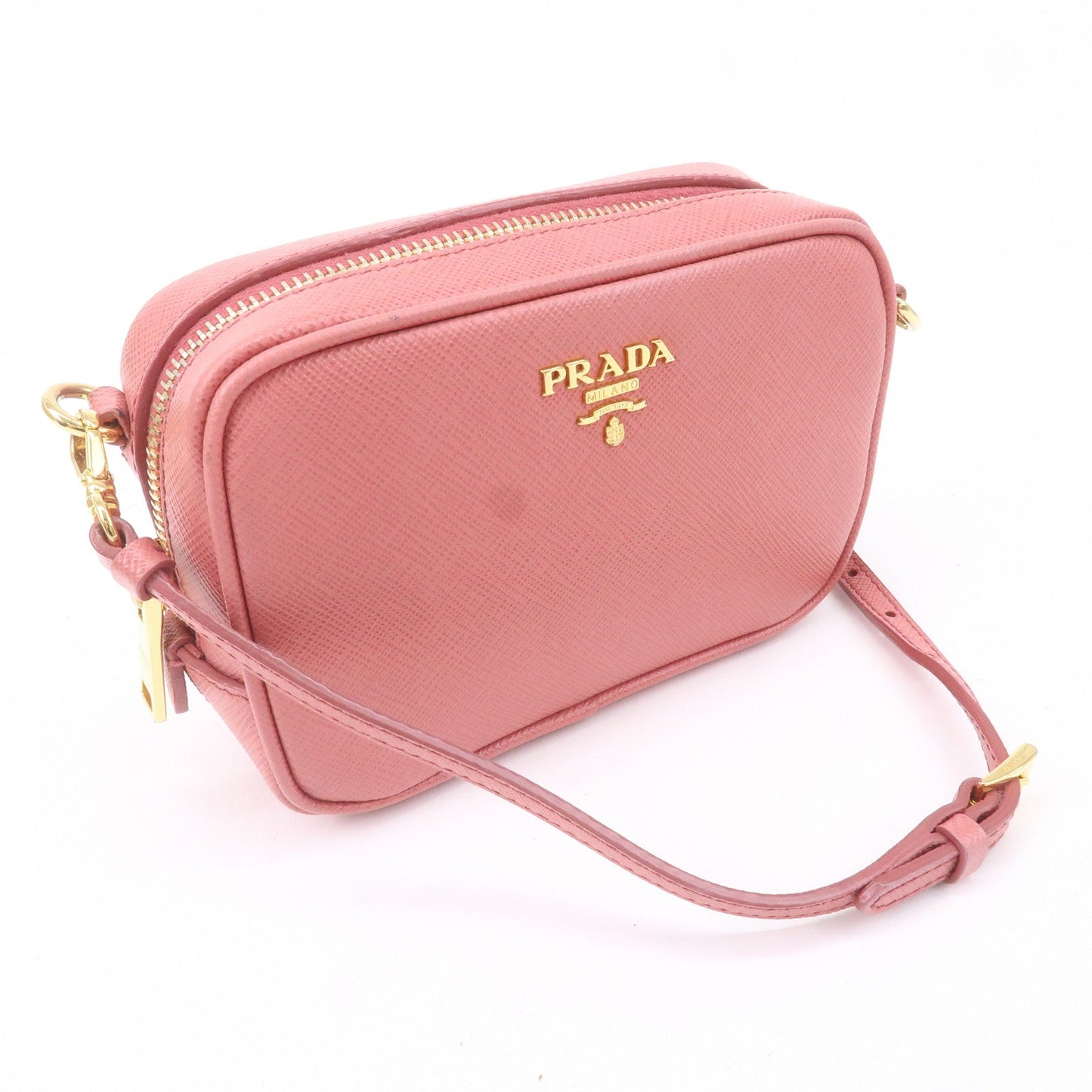 PRADA Logo Leather Crossbody Shoulder Bag Pink 1N1674