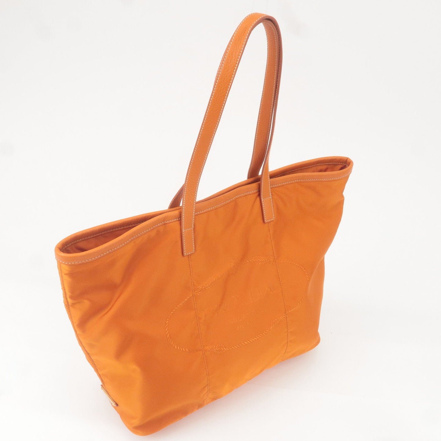 PRADA Nylon Leather Tote Bag Shoulder Bag Orange BR4634