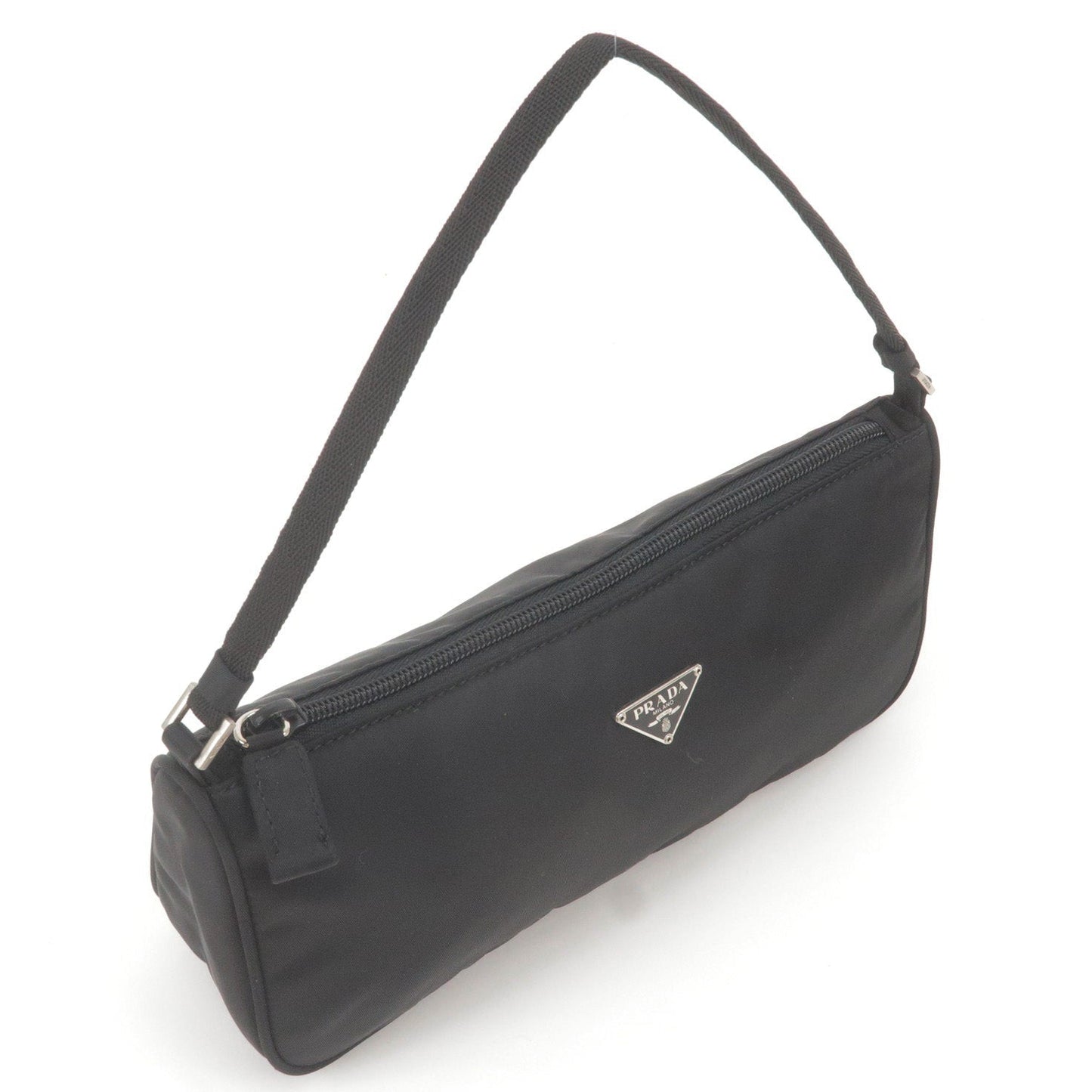 PRADA Logo Nylon Pouch Hand Bag NERO Black MV633