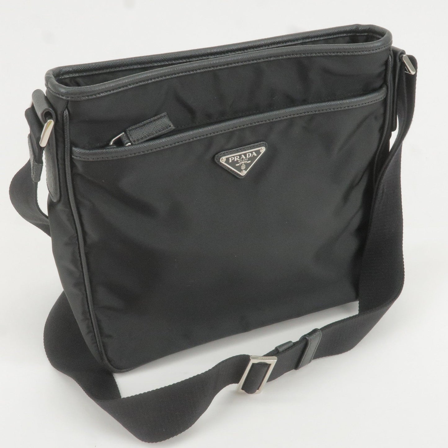 PRADA Nylon Leather Shoulder Bag NERO Black 2VH797