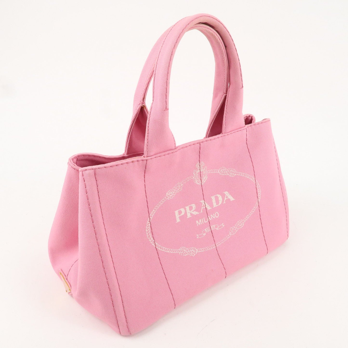 PRADA Logo Canvas Canapa Tote Bag Shoulder Bag Pink