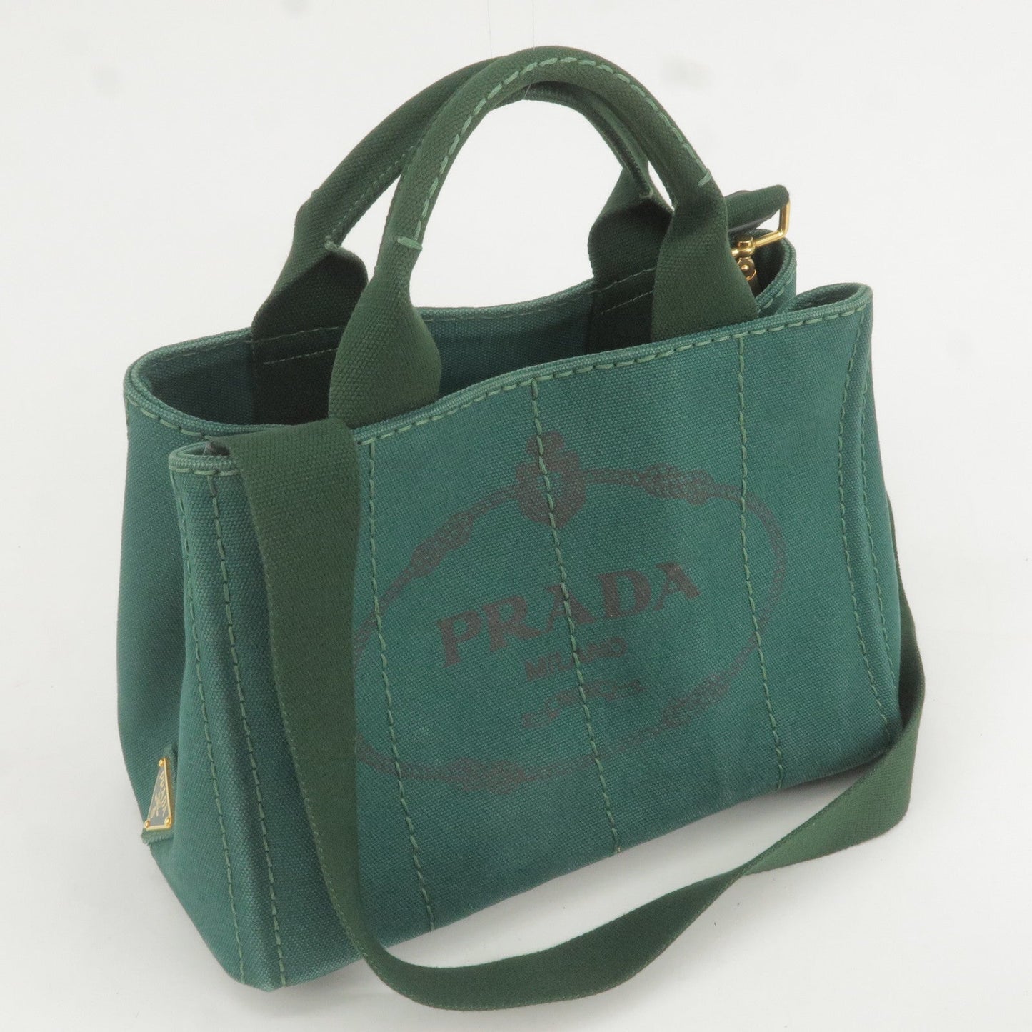 PRADA Canapa Mini Canvas 2Way Bag Shoulder Bag Green B2439G