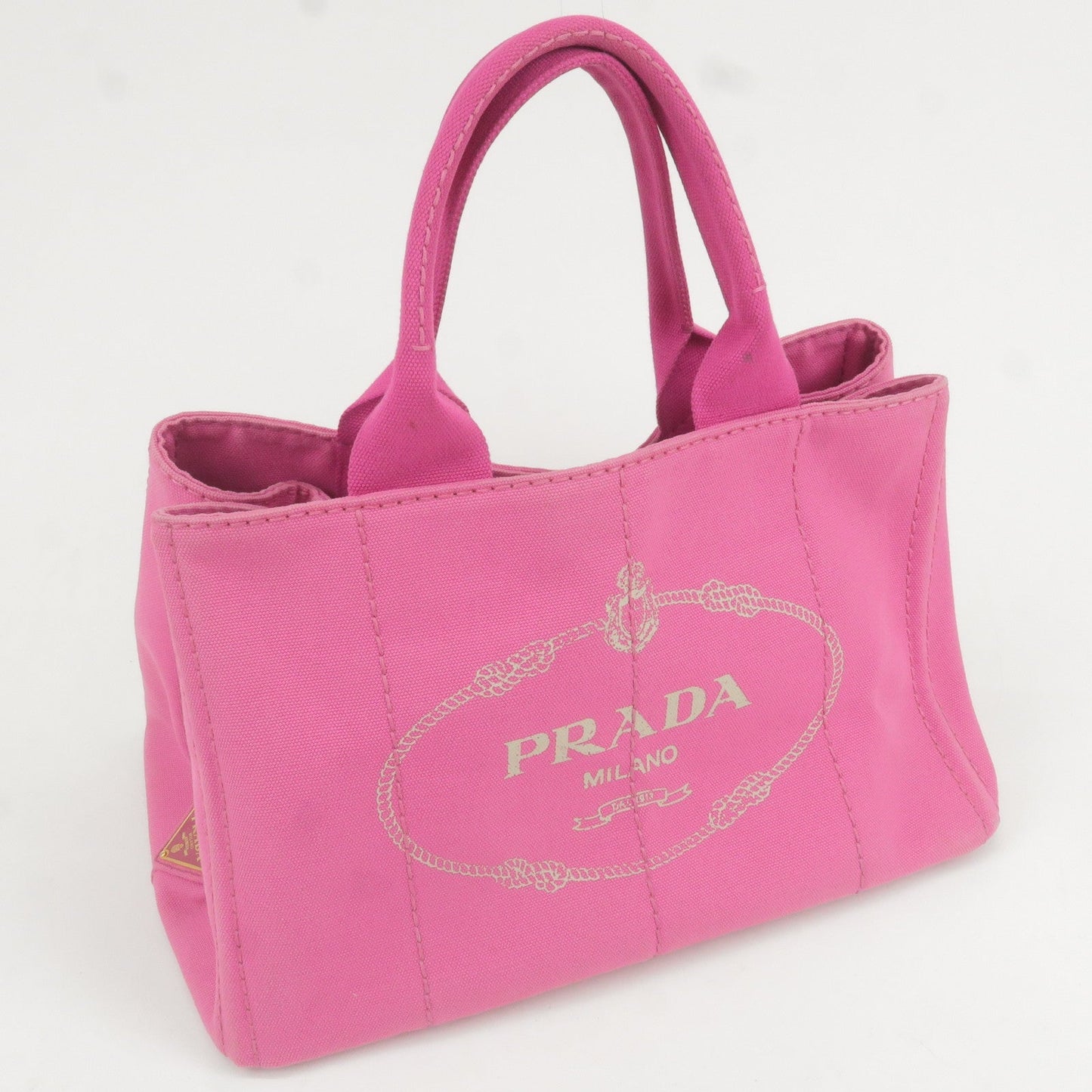 PRADA Canapa Canvas Tote Bag Hand Bag Pink BN1877