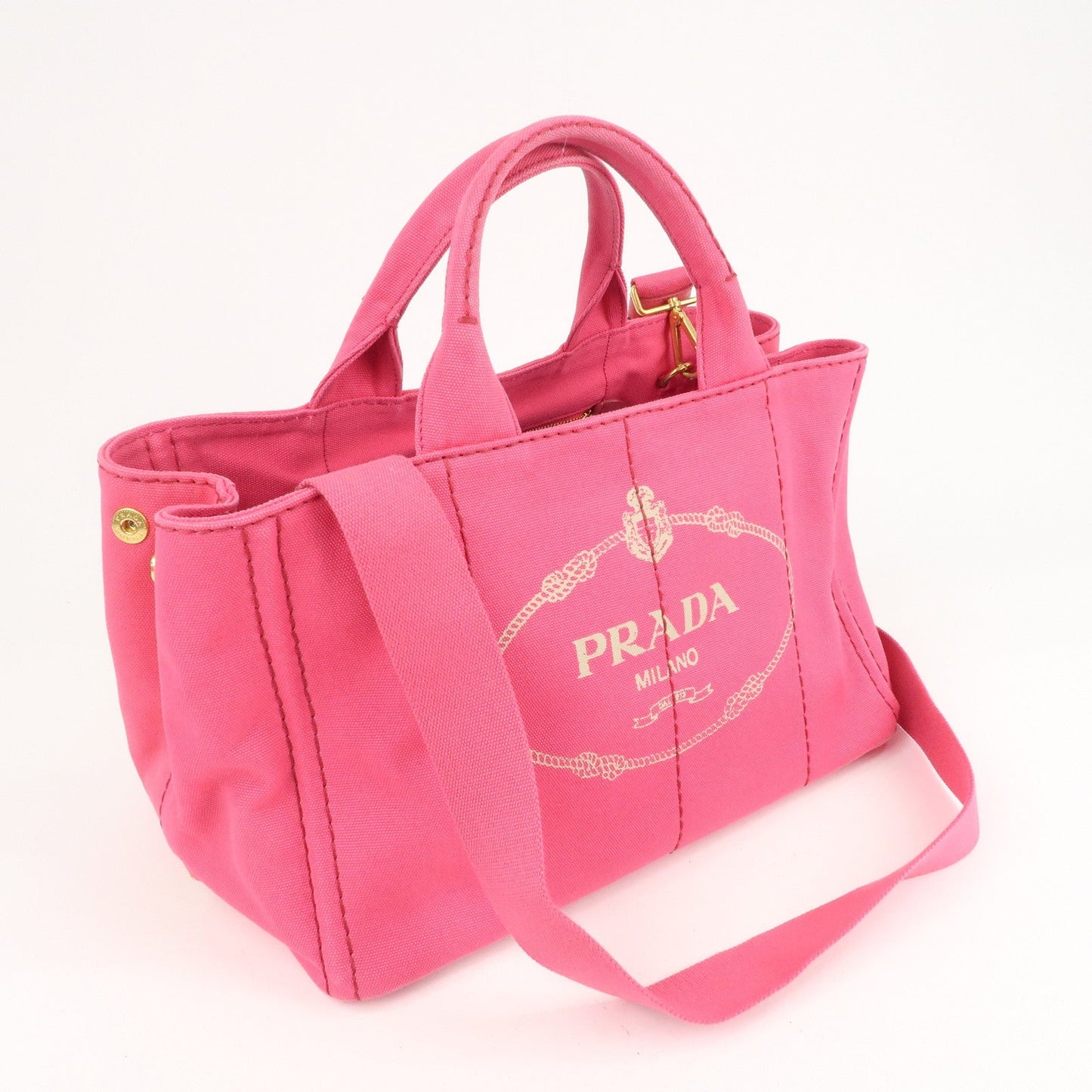 PRADA Canapa Canvas 2Way Bag Hand Bag Shoulder Bag Pink 1BG642