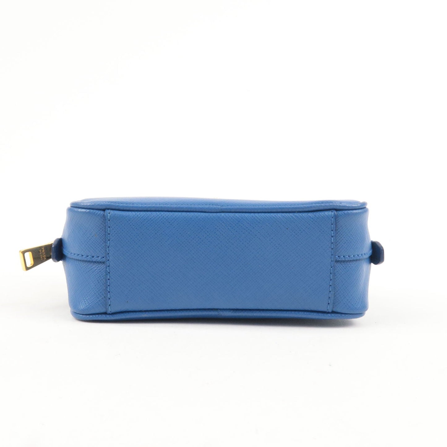 PRADA Logo Leather Shoulder Bag Mini Bag Blue 1N1674