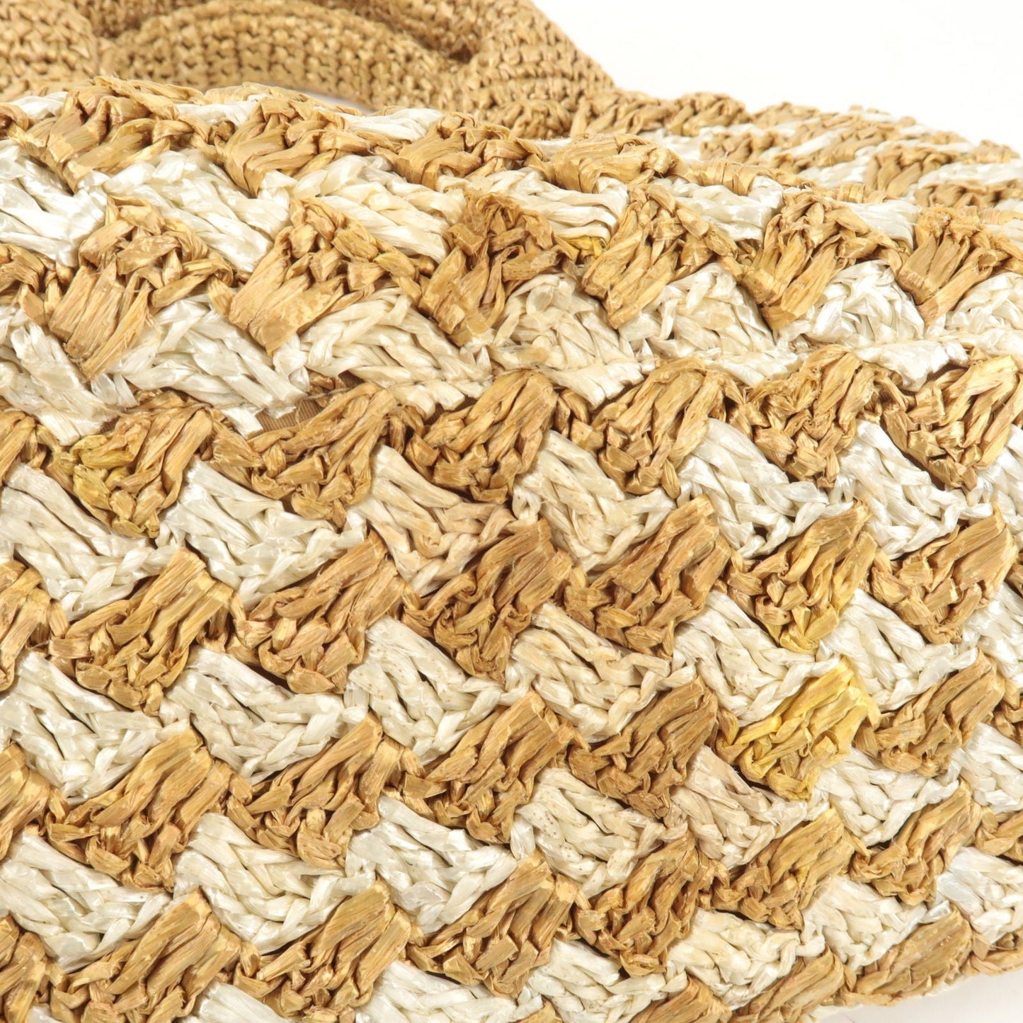 PRADA Raffia Crochet Canapa Tote Bag Beige BN2303