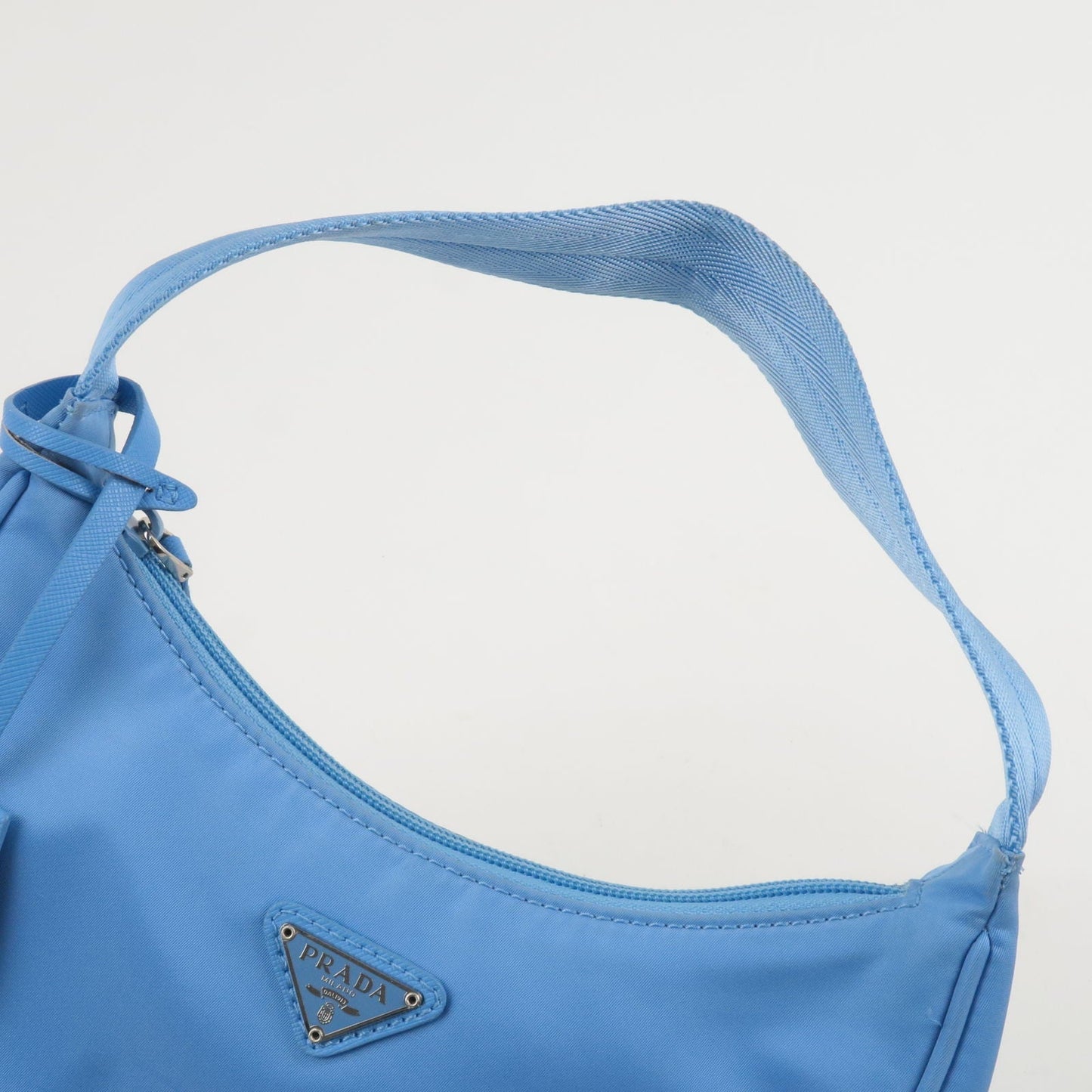 PRADA Re-Edition 2000 Nylon Leather Hand Bag Light Blue 1NE515