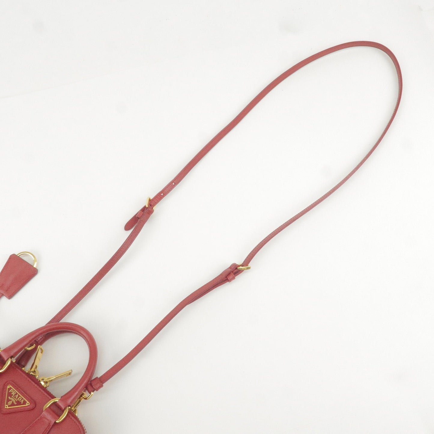 PRADA Leather Promenade Mini 2Way Bag Shoulder Bag Red BL0851