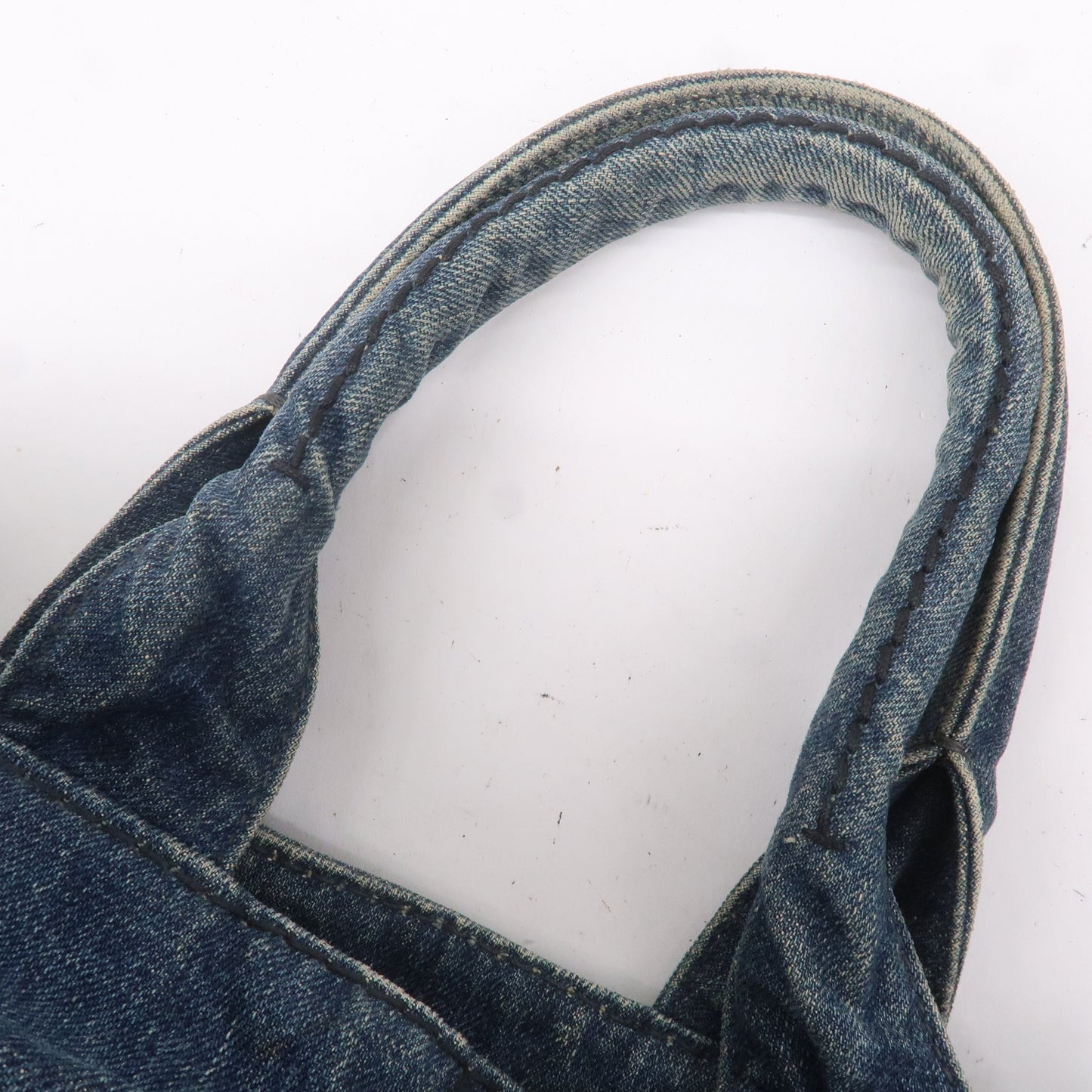 PRADA Canapa Denim Hand Bag Tote Bag Denim Blue B1877B