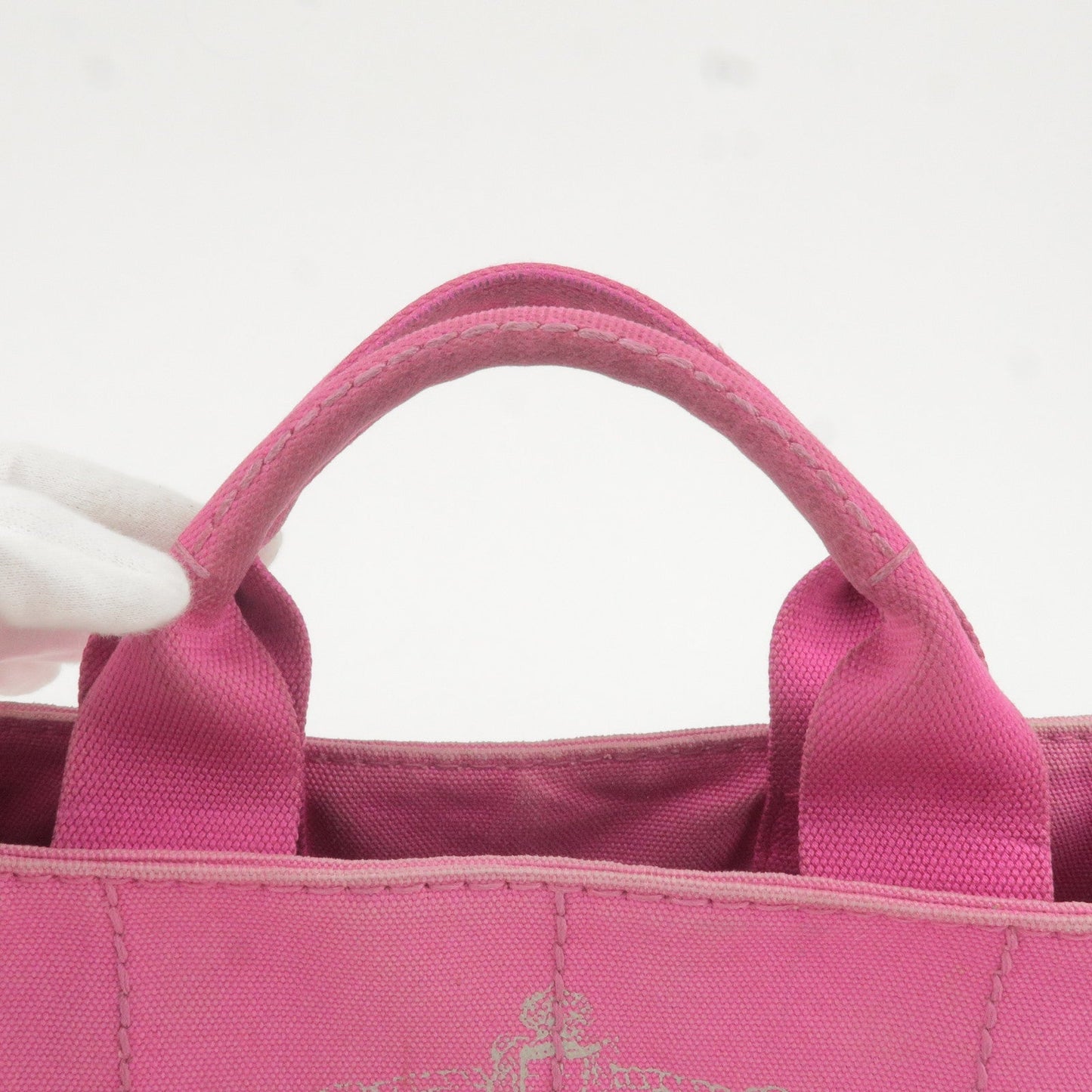 PRADA Logo Canapa Mini Canvas Hand Bag Tote Bag Pink