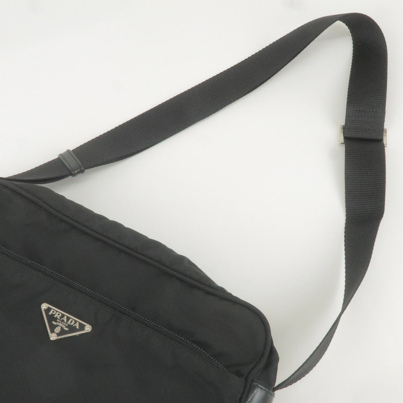 PRADA Logo Nylon Leather Shoulder Bag NERO Black  BT0166