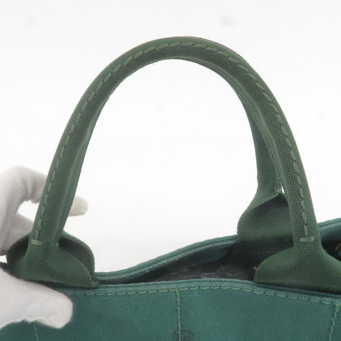 PRADA Canapa Canvas Tote Bag Green BN2642